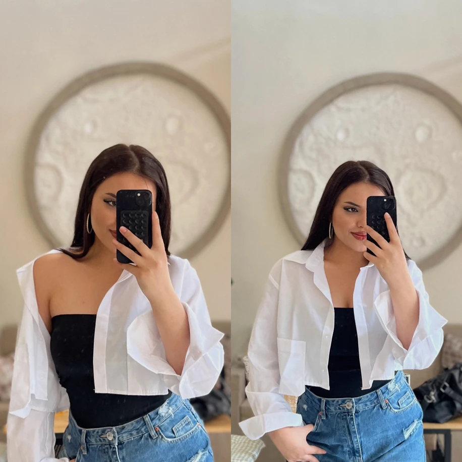 Kısa boy gömlek beyaz