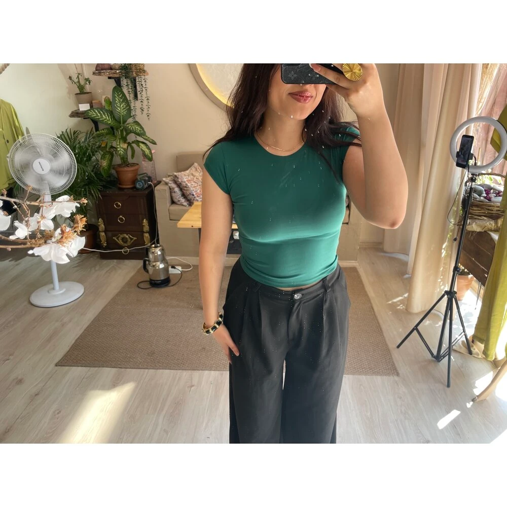Kısa kol body yeşil
