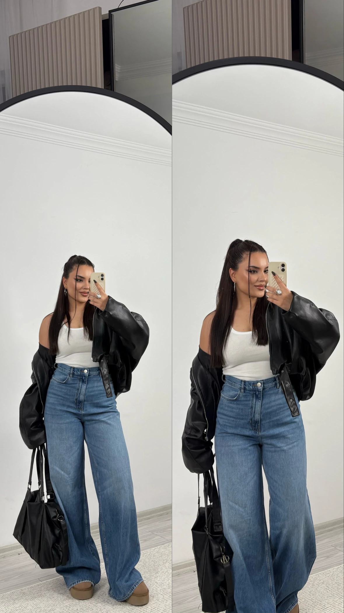 ultra yüksek bel bol paça jean