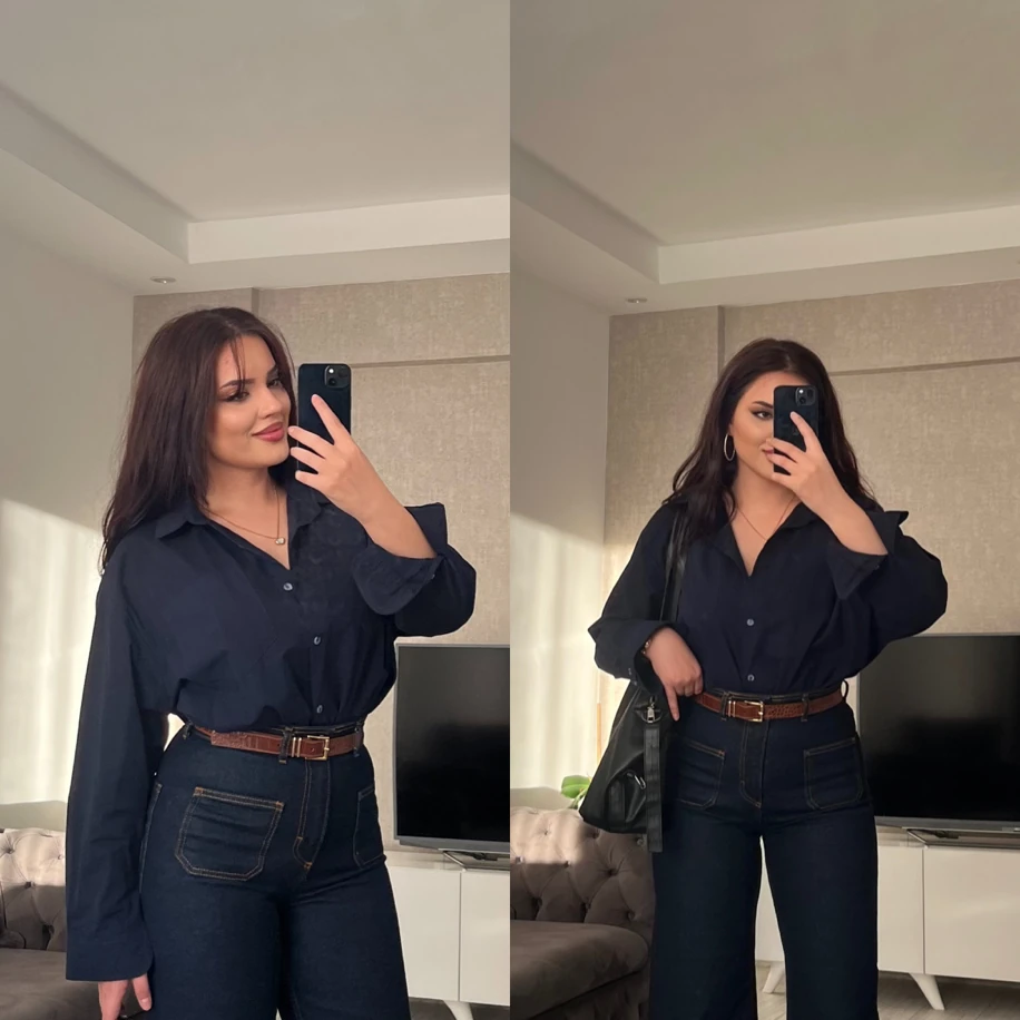 Zra toparlayıcı ön cep detaylı koyu jean