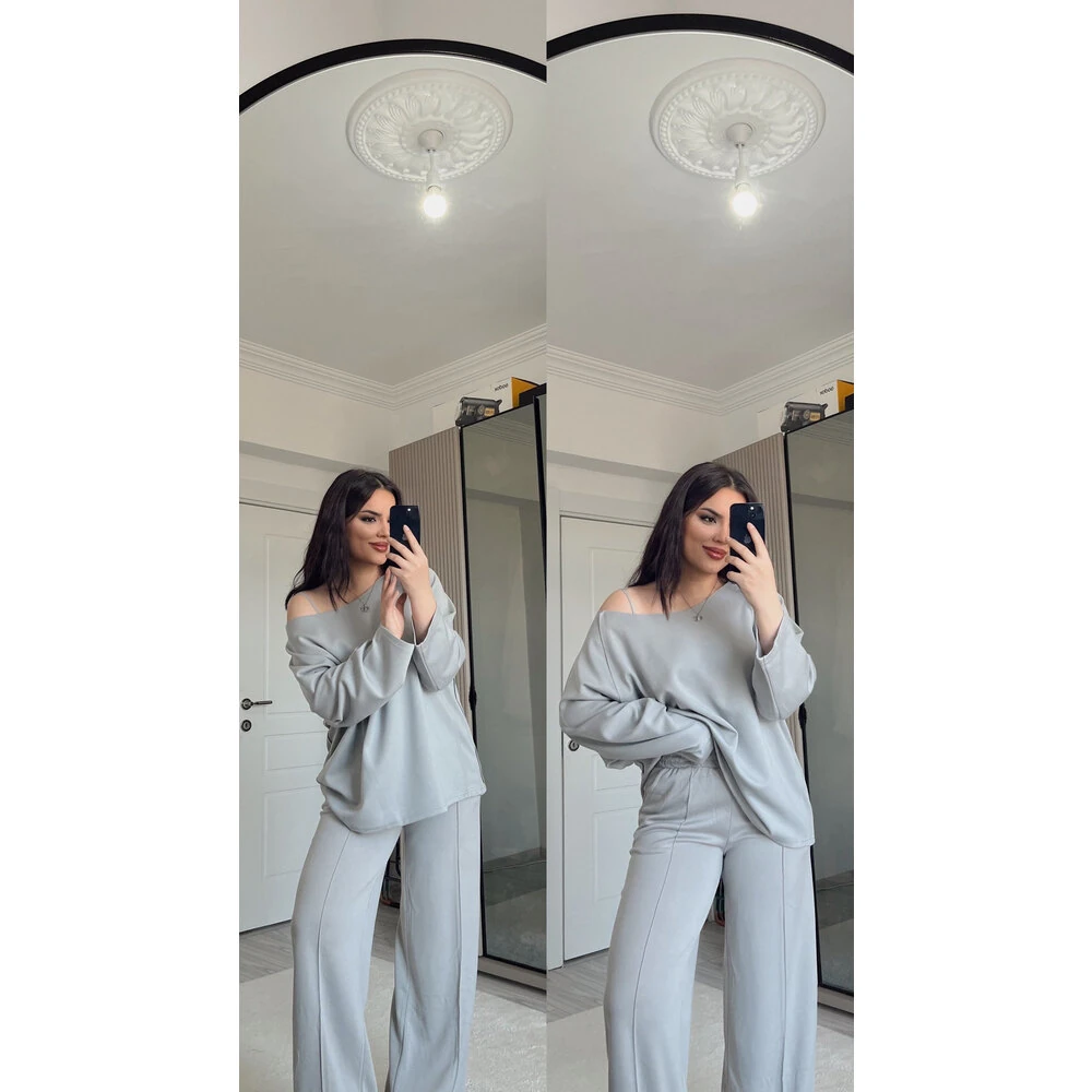 Modal salaş takım açık gri