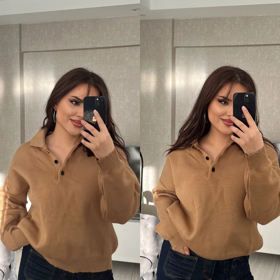 Polo yaka kazak camel