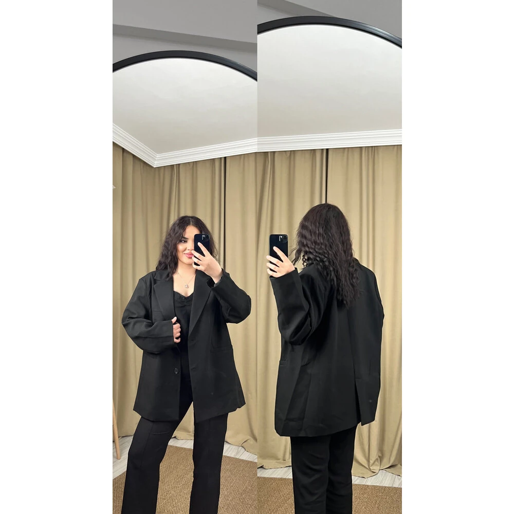 Oversize kalıp blazer ceket siyah