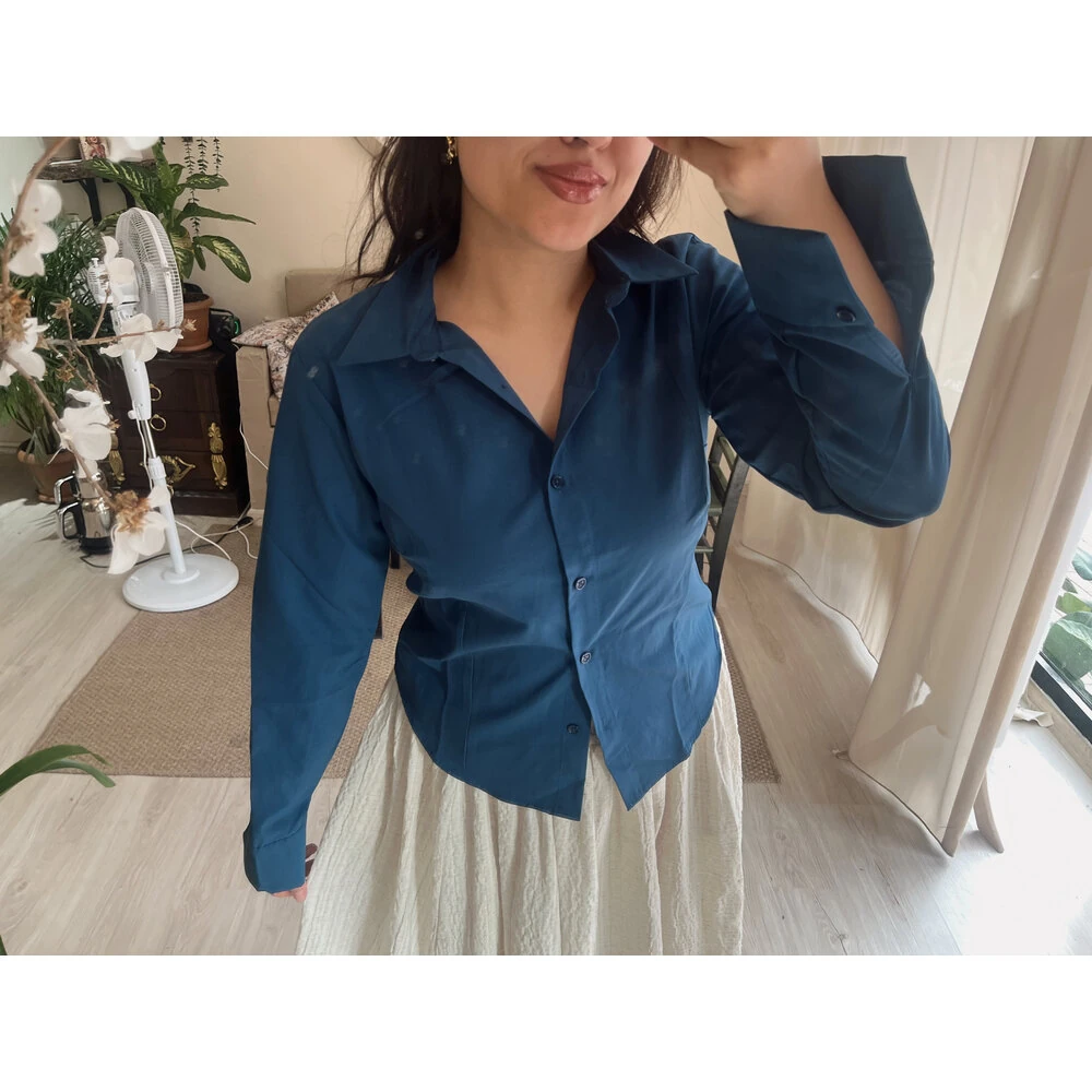 Basic belden oturtmalı gömlek lacivert