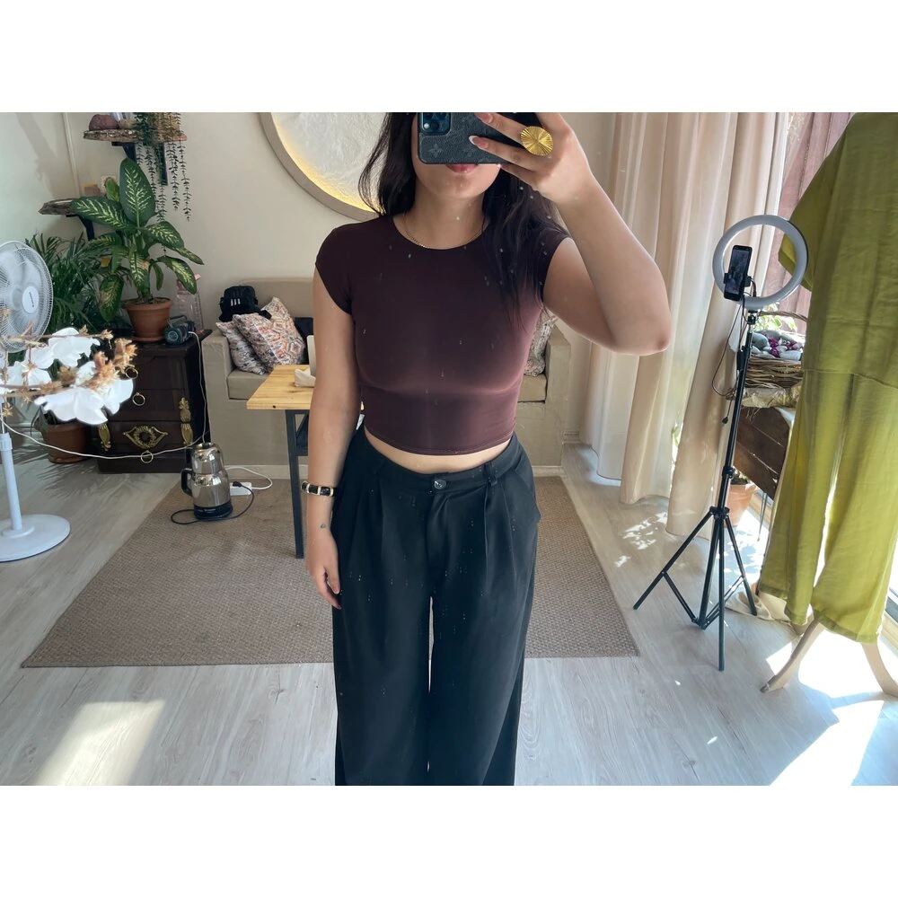 Kısa kol body kahverengi