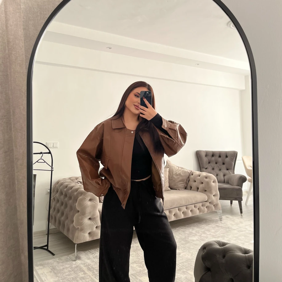 Deri ceket kahverengi