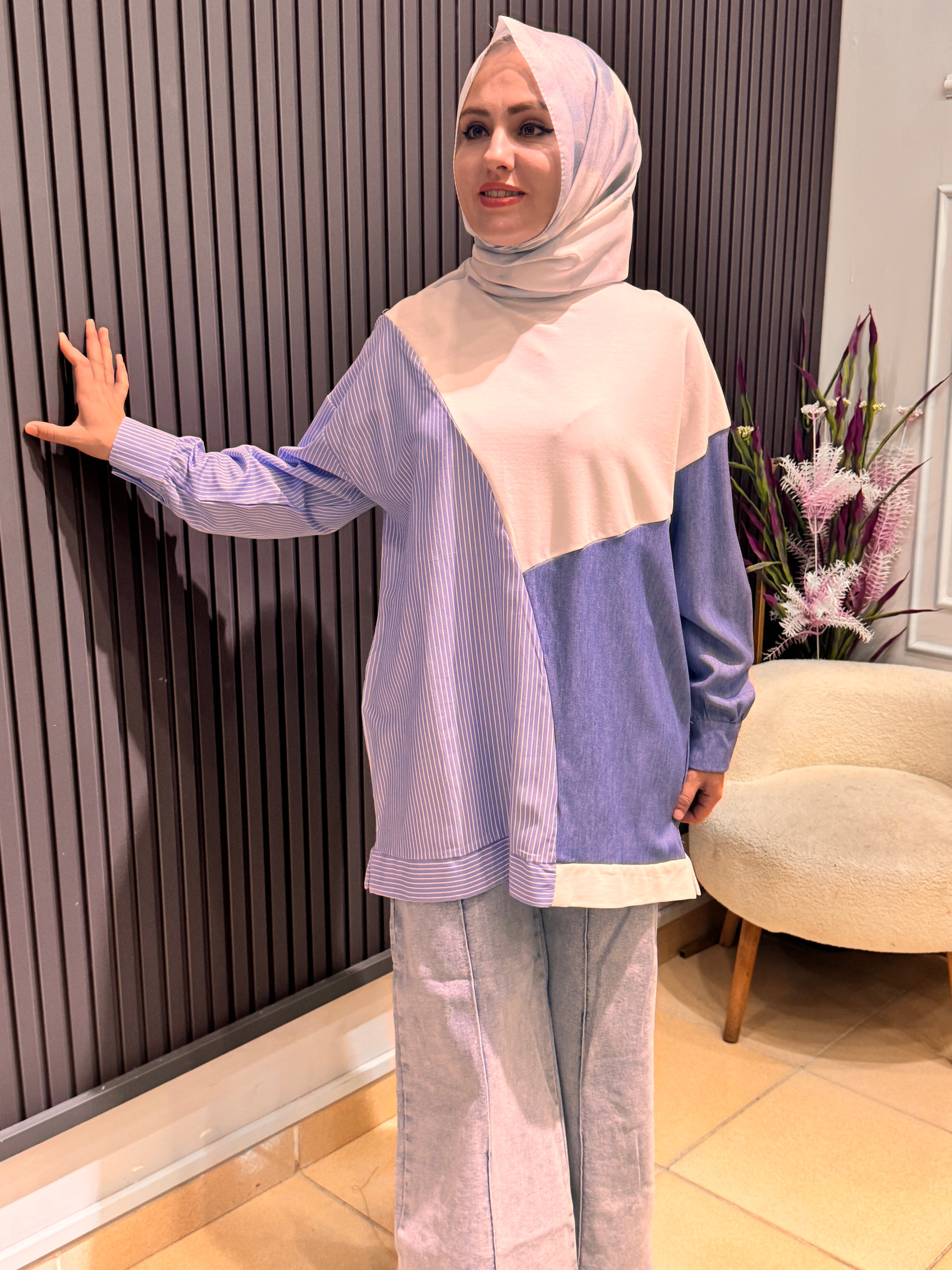 Çizgili sweat tunik