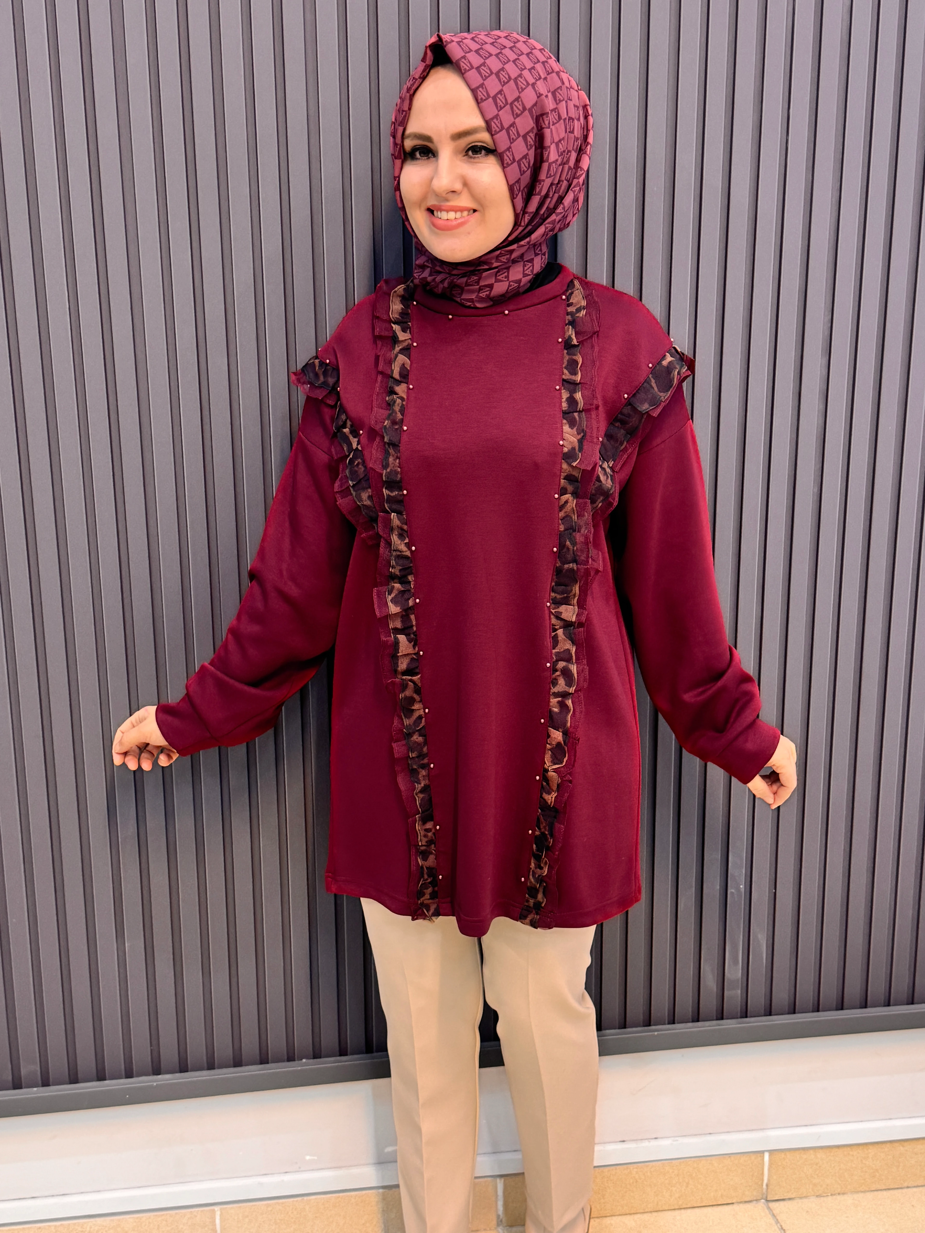 Leopar geçişli sweat 