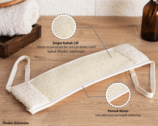 Otçu® Doğal Kabak Lifli İpli Çift Yönlü Banyo & Duş Sırt Kesesi
