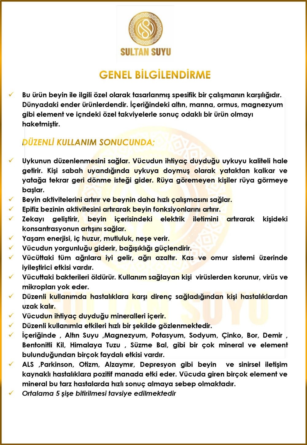 Sultan Suyu Manna Özel Formül Mineral Suyu 110 ml