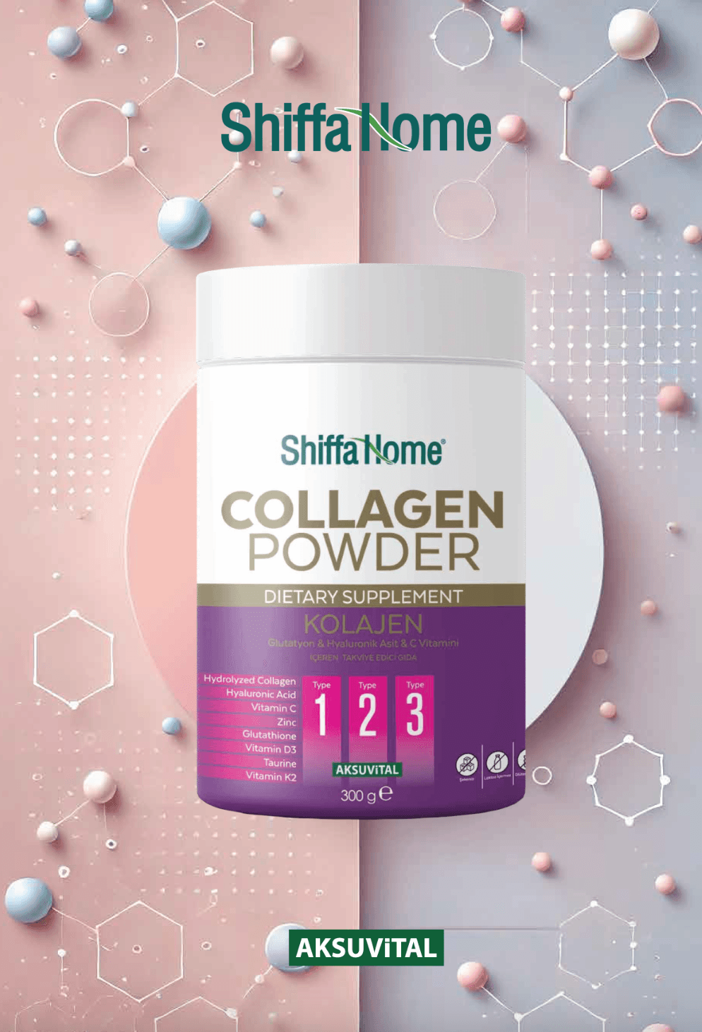 Shiffa Home Kolajen, Glutatyon & Hyaluronik Asit & C Vitamini İçeren Takviye Edici Gıda