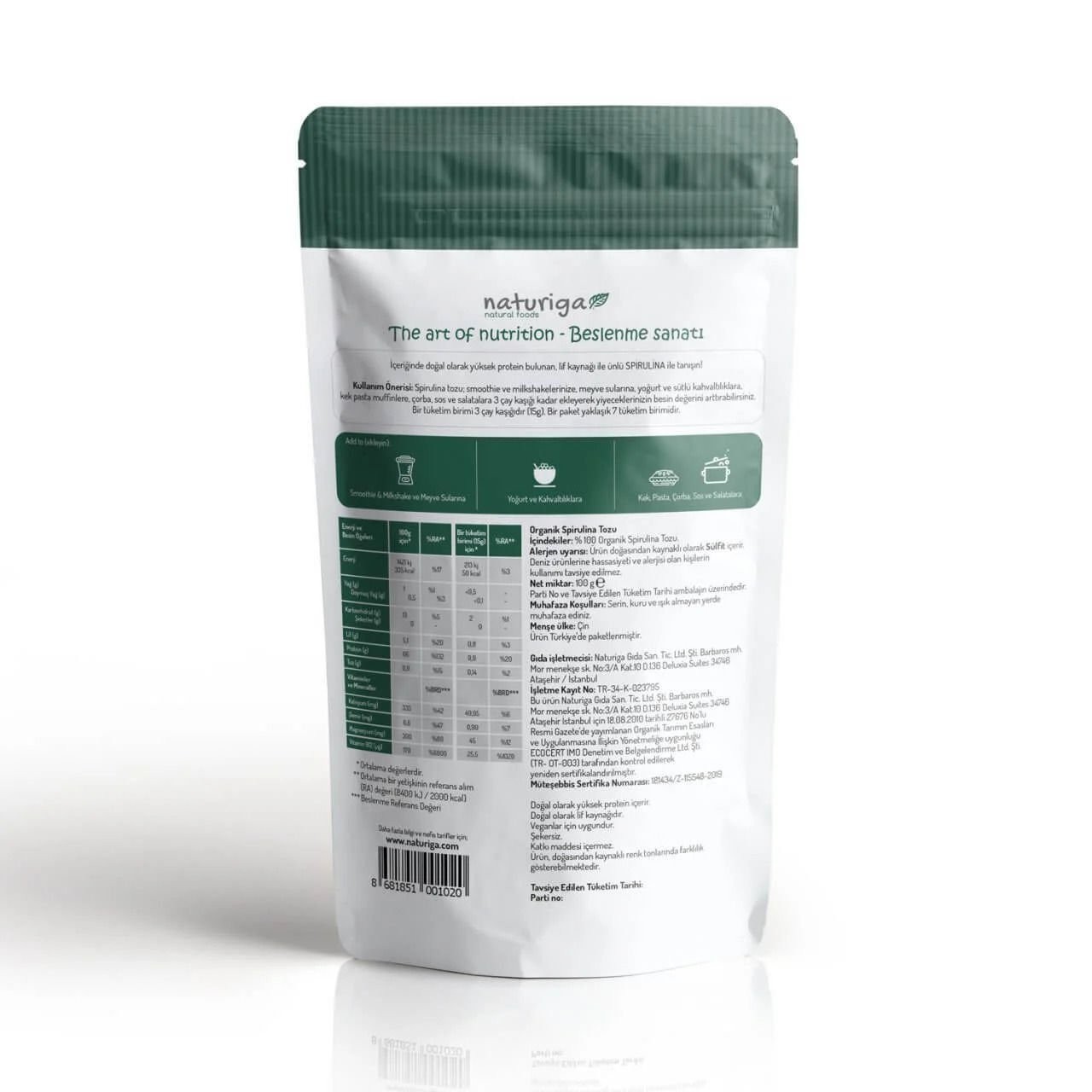 Naturiga Organik Spirulina Tozu 100 gr