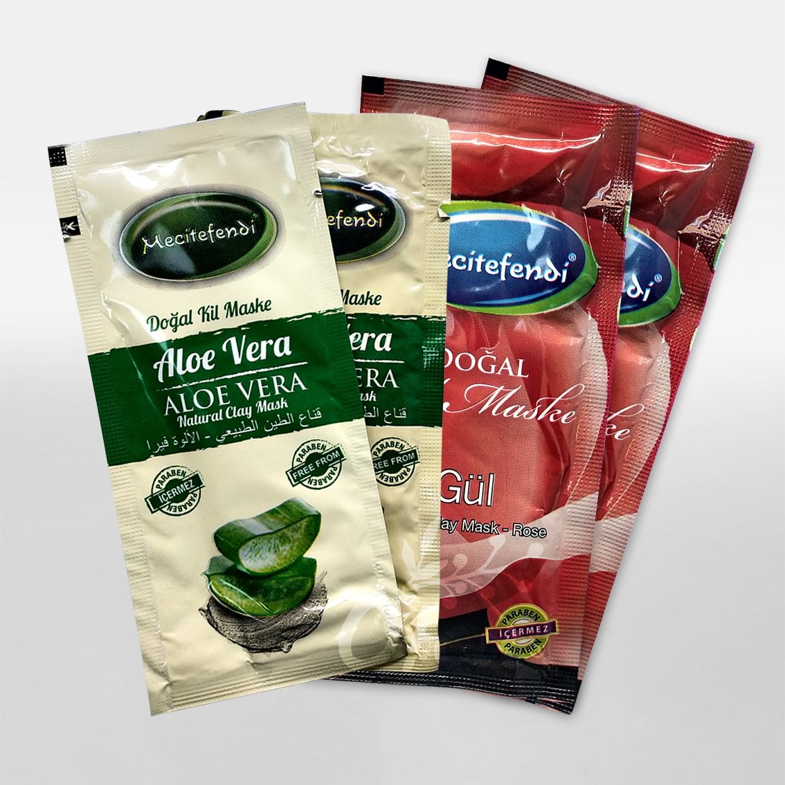 Mecitefendi Doğal Tek Kullanımlık Aloe Vera & Gül Kil Makesi  4 Adet