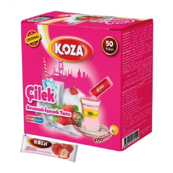 Koza Çilek Aromalı İçecek Tozu 50 Paket