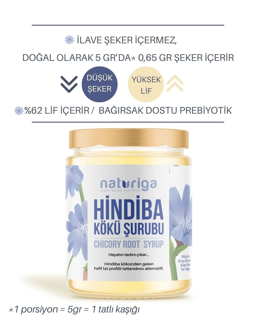 Naturiga %100 Hindiba Kökü Şurubu 200 gr