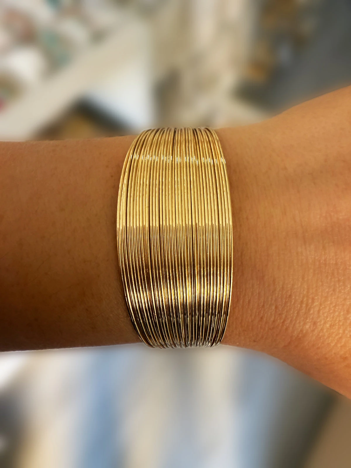 14K Altın Kaplama Kelepçe Bileklik