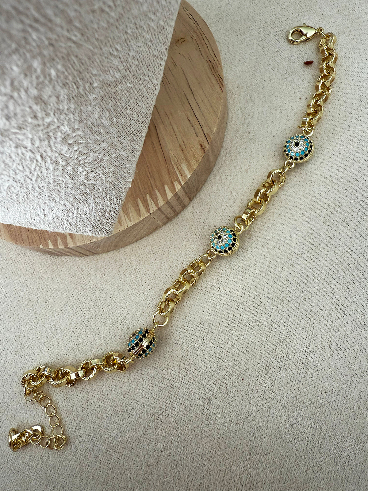 14K Altın Kaplama Nazar Toplu Bileklik