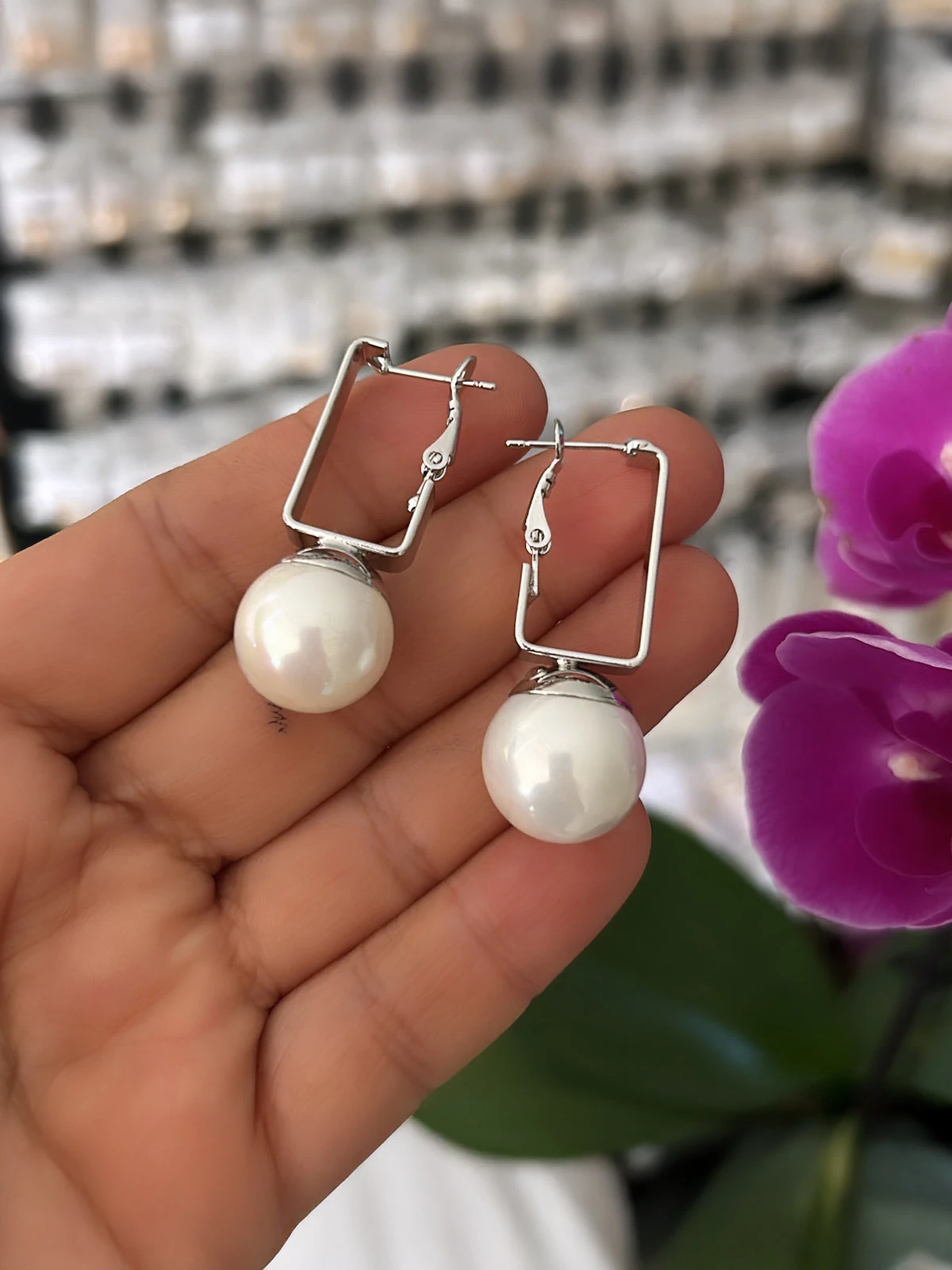 Gümüş İnci Küpe