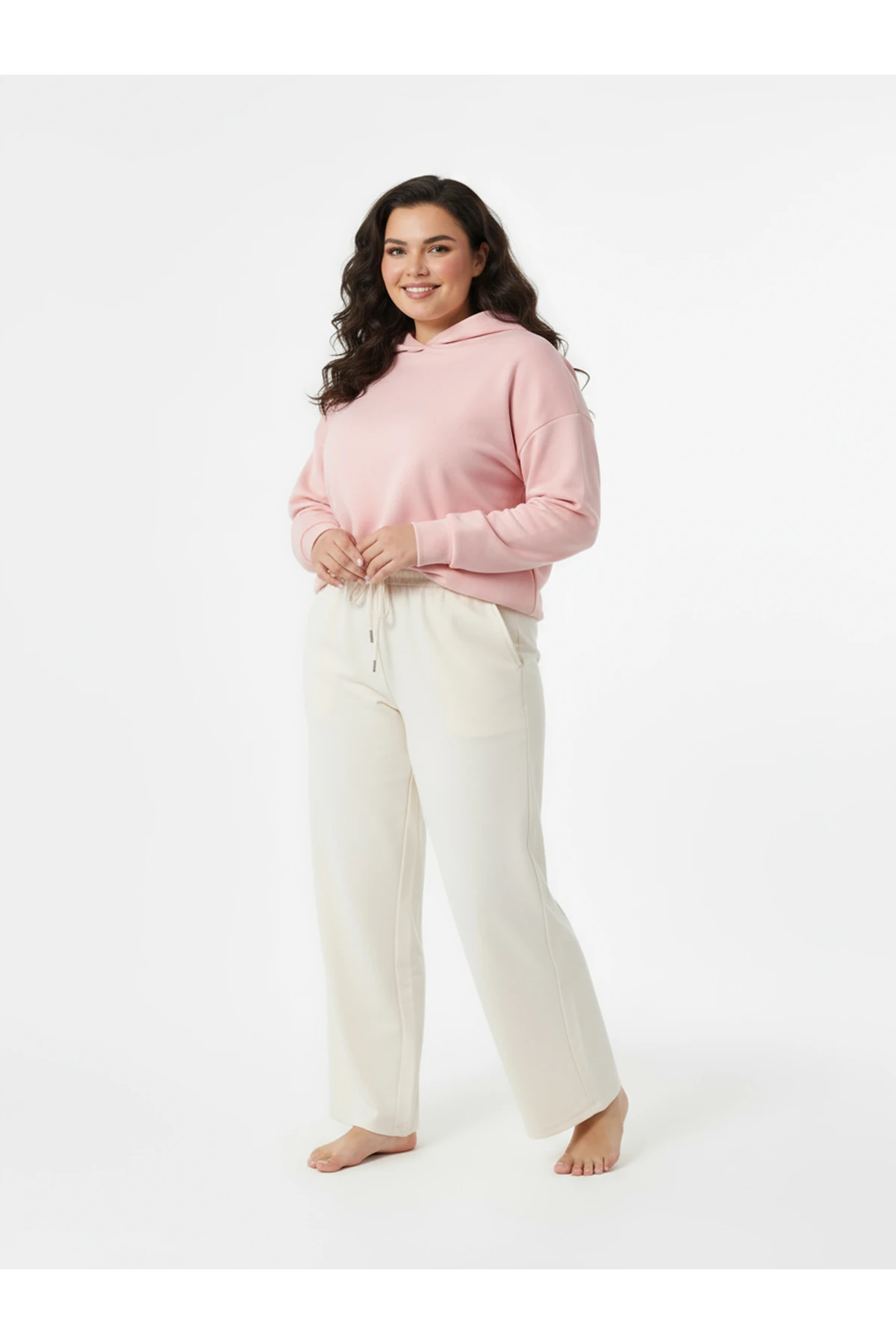 Düz Paça Büyük Beden Eşofman Altı Bej 2016