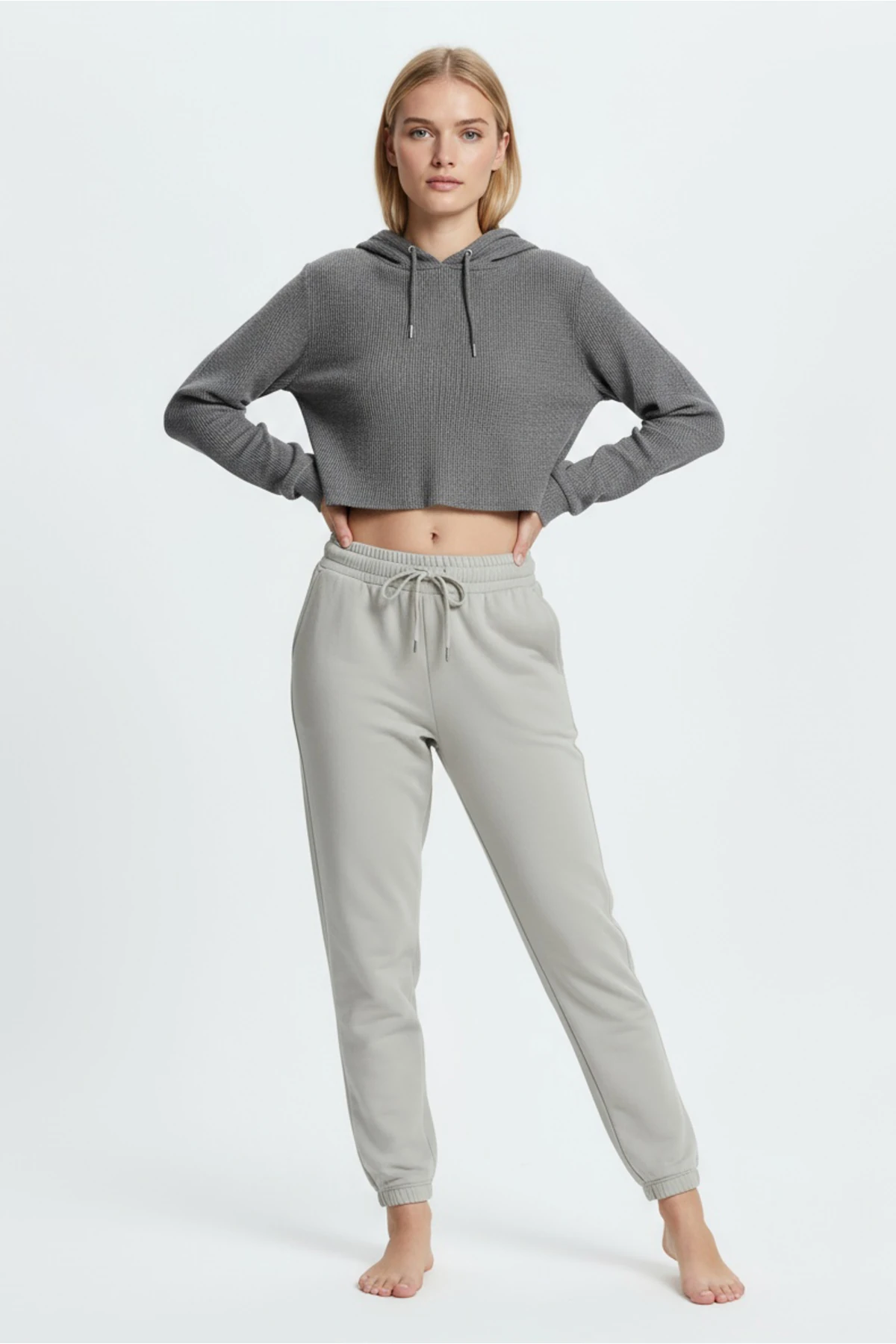 Jogger Paça Eşofman Altı Gri 3013