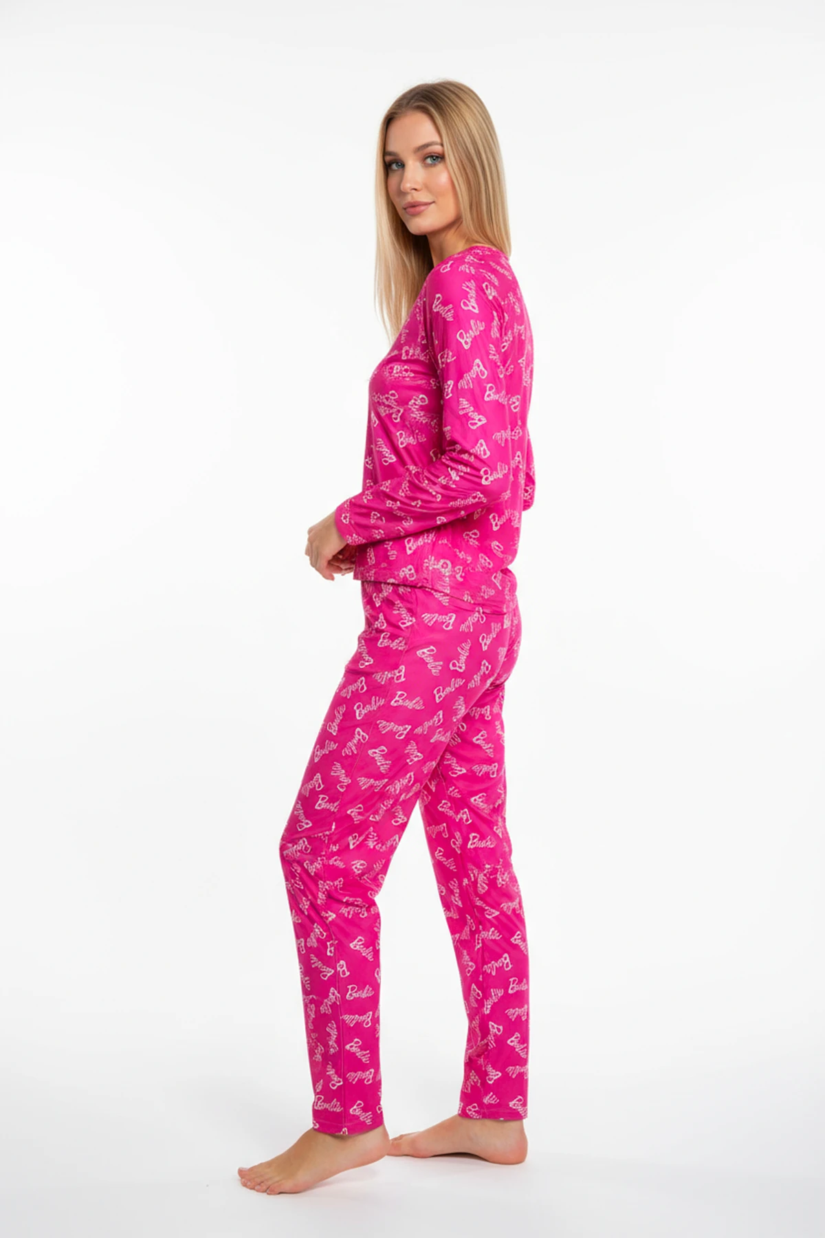 Bisiklet Yaka Süet Pijama Takımı 6002 Barbie