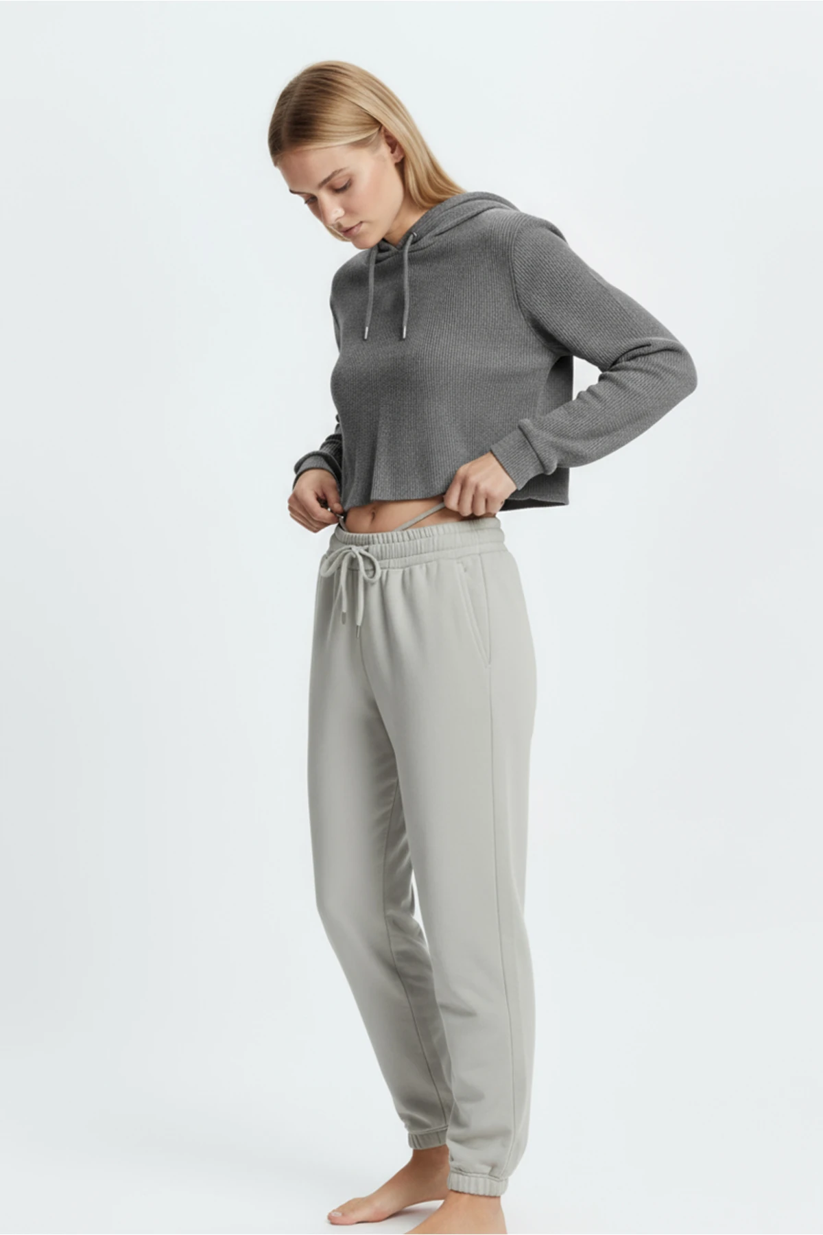 Jogger Paça Eşofman Altı Gri 3013