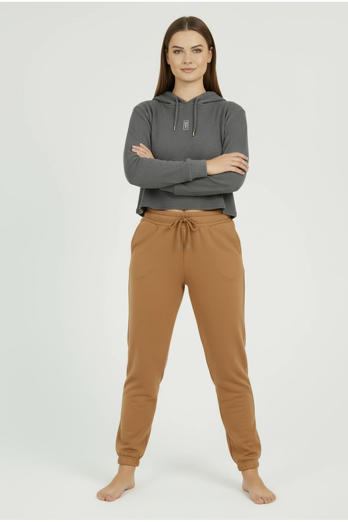 Jogger Paça Büyük Beden Eşofman Altı Hardal 2017