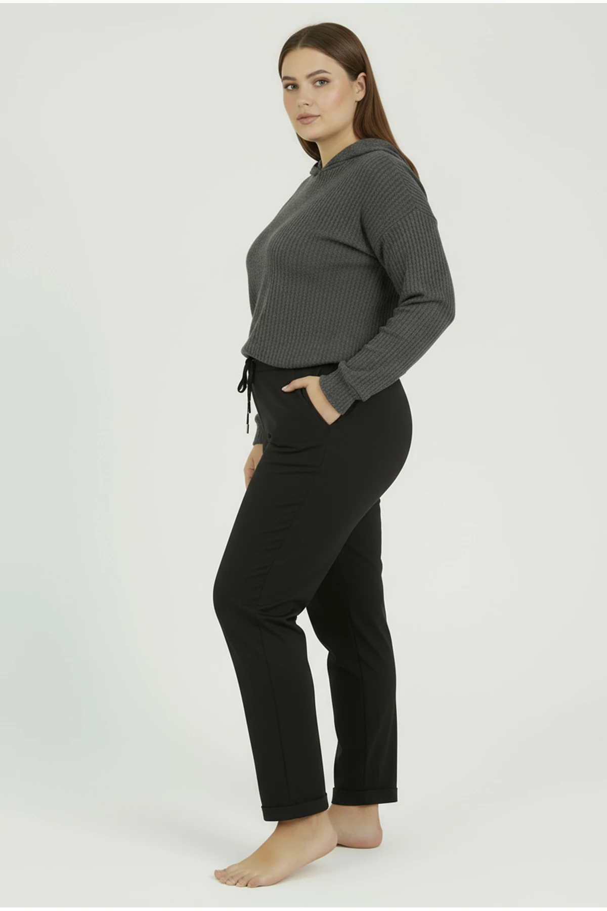 Duble Paça Büyük Beden Eşofman Altı Siyah 2020