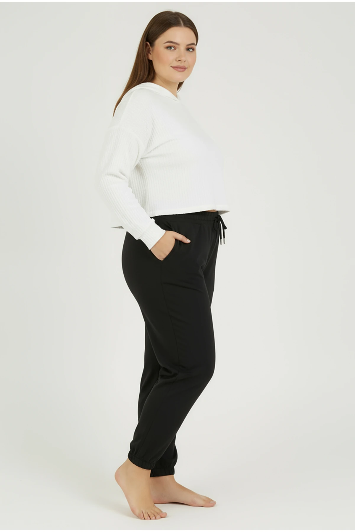 Jogger Paça Büyük Beden Eşofman Altı Siyah 2017