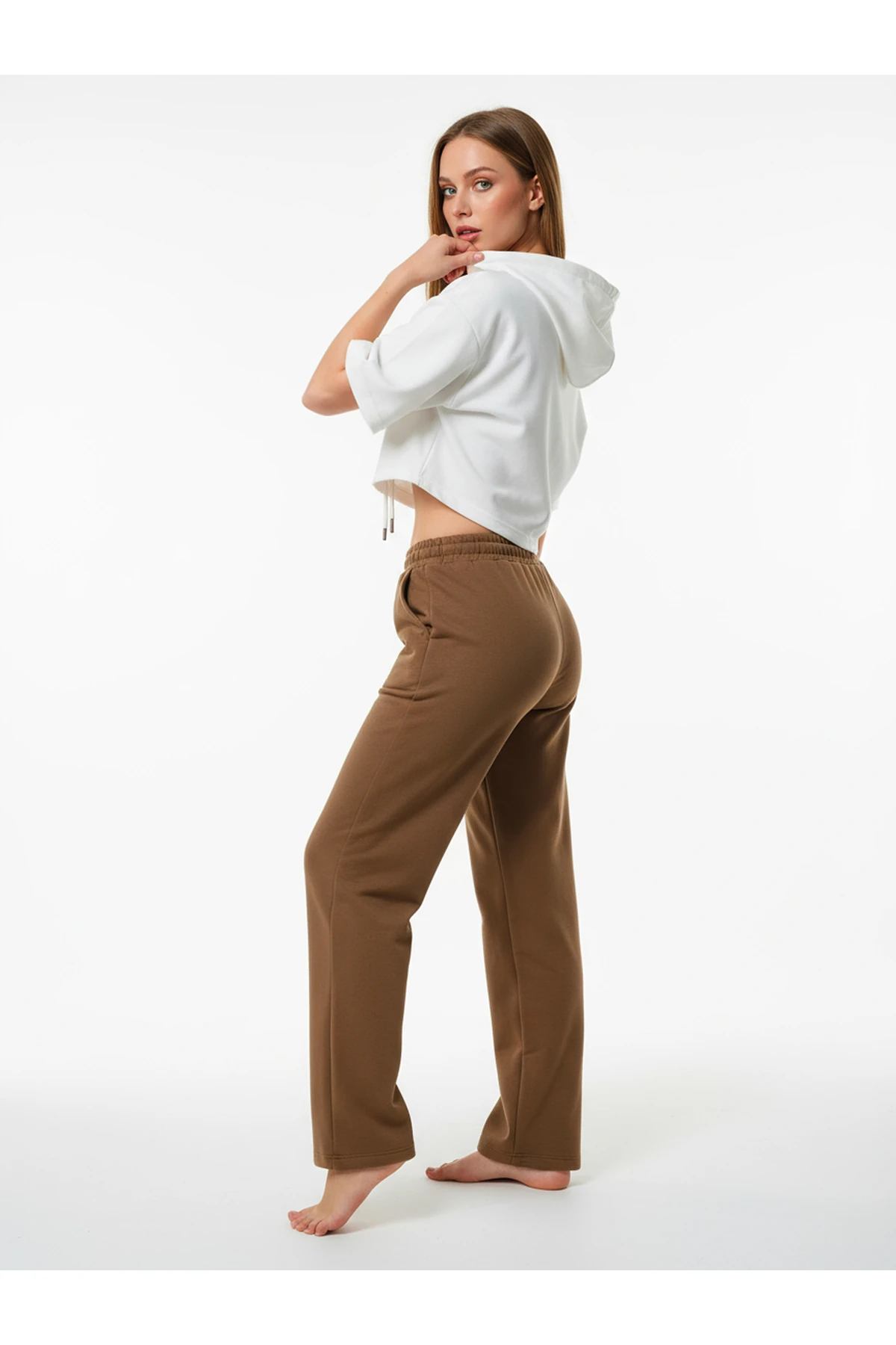 Düz Paça Eşofman Altı Hardal 3011