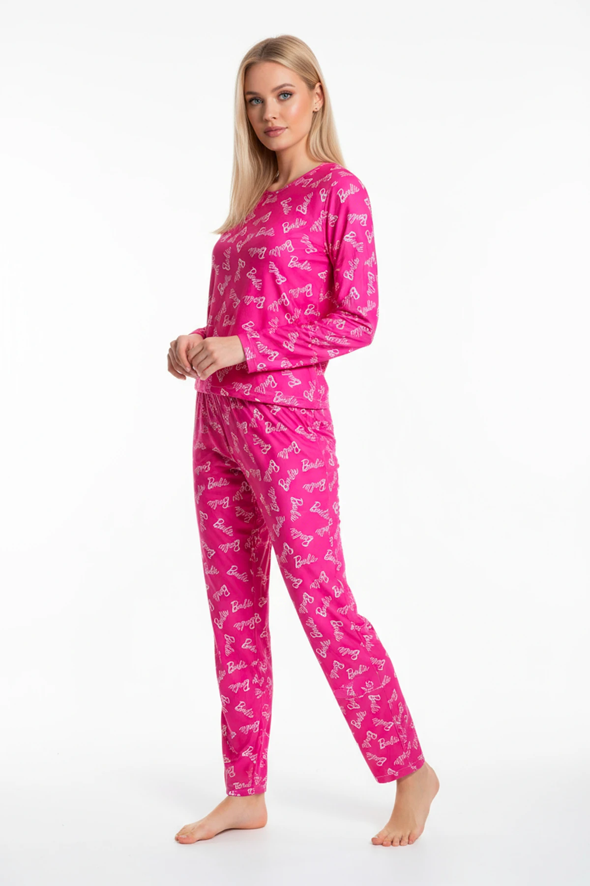 Bisiklet Yaka Süet Pijama Takımı 6002 Barbie