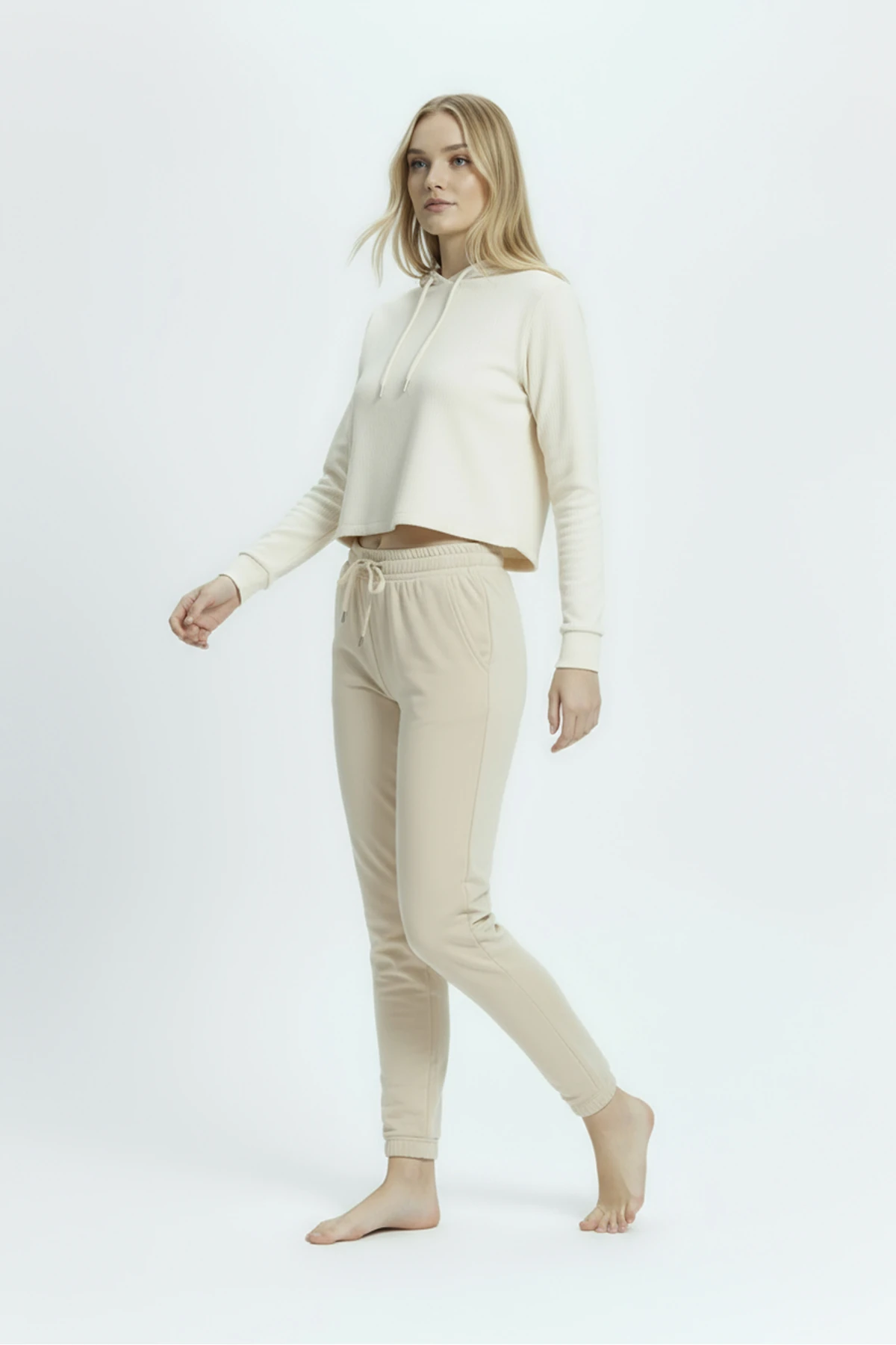 Jogger Paça Eşofman Altı Bej 3013