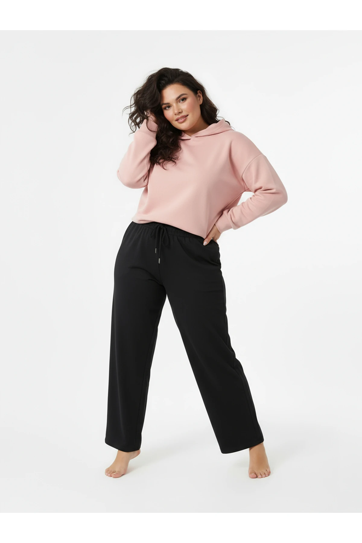 Düz Paça Büyük Beden Eşofman Altı Siyah 2016