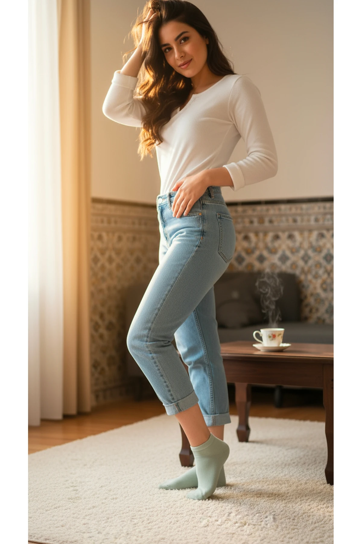 Kadın Bambu Patik Çorap 785 Yeşil 6'lı Paket