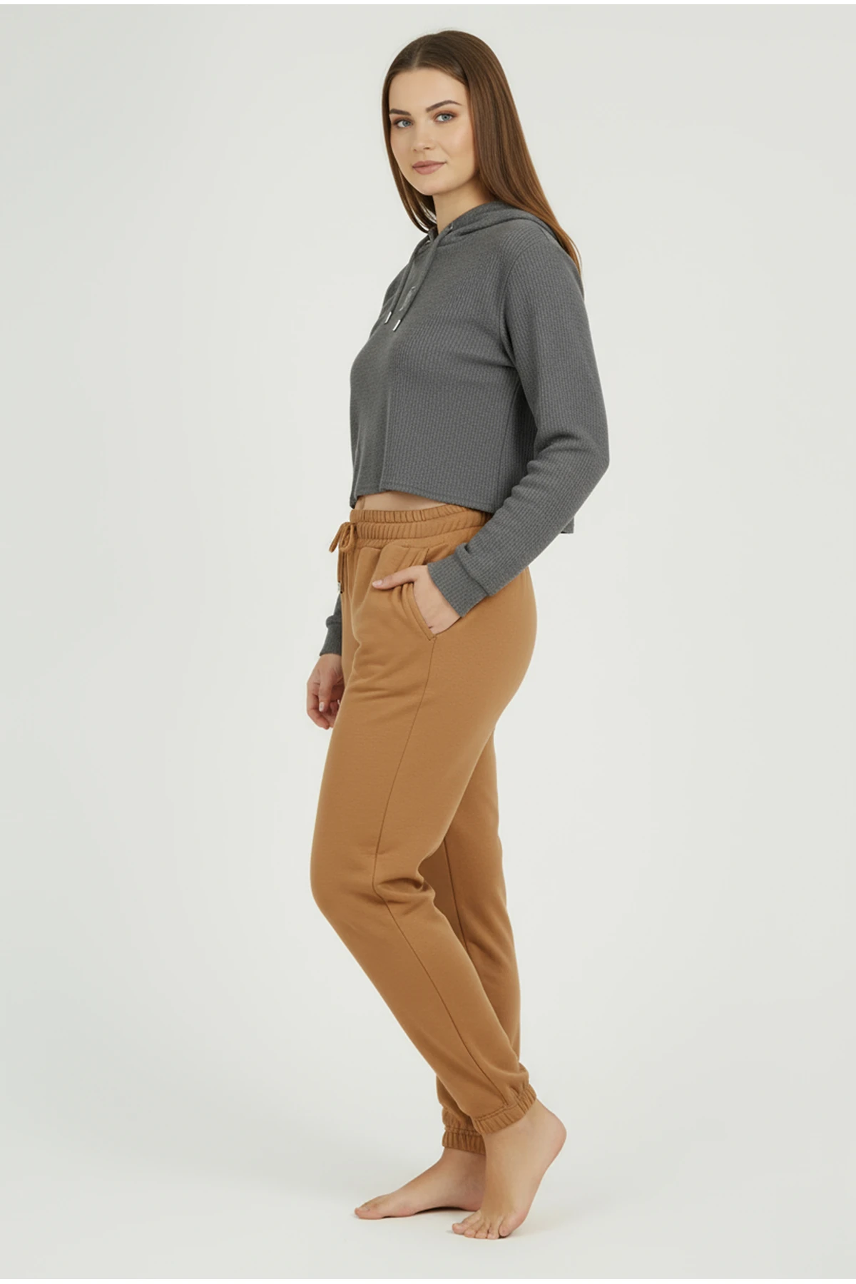 Jogger Paça Büyük Beden Eşofman Altı Hardal 2017