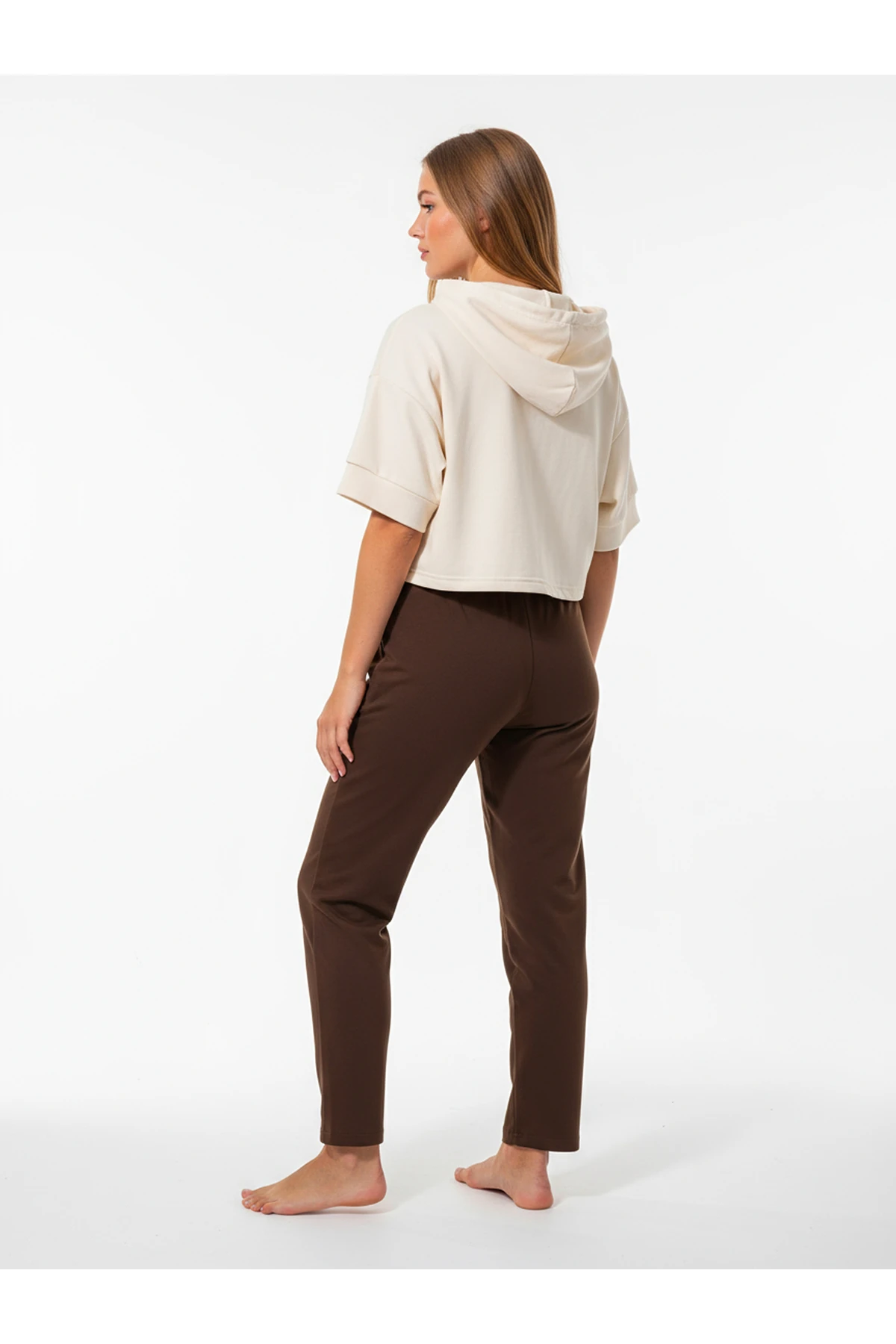 Düz Paça Eşofman Altı Kremit 3011