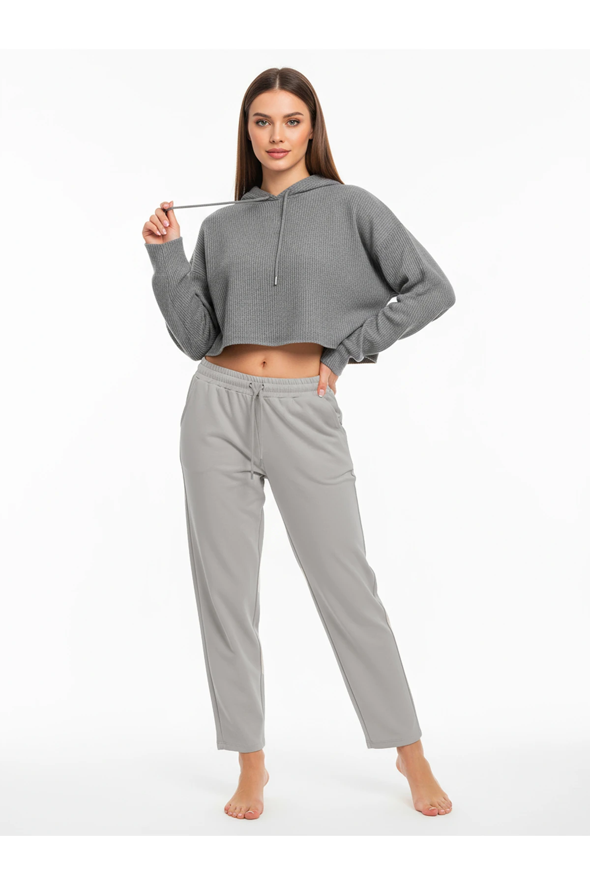 Düz Paça Eşofman Altı Gri 3011