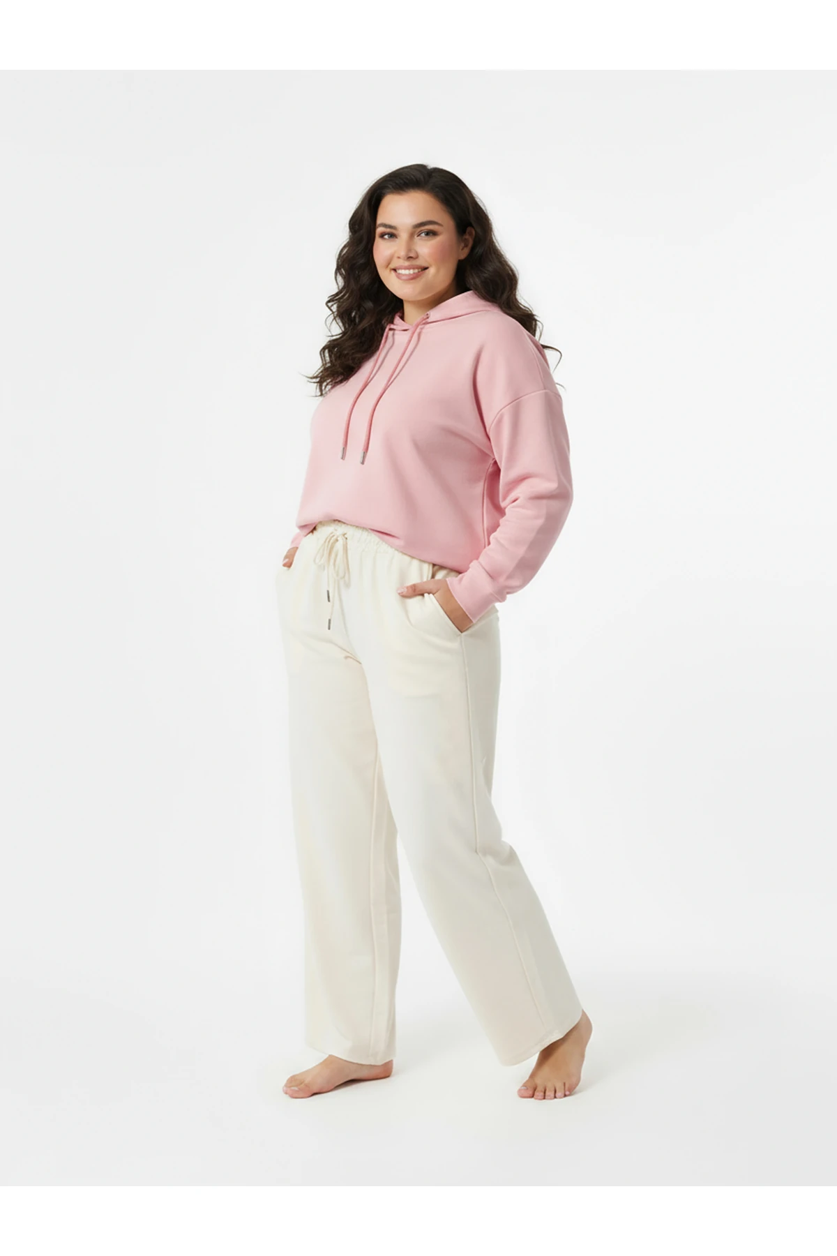 Düz Paça Büyük Beden Eşofman Altı Bej 2016