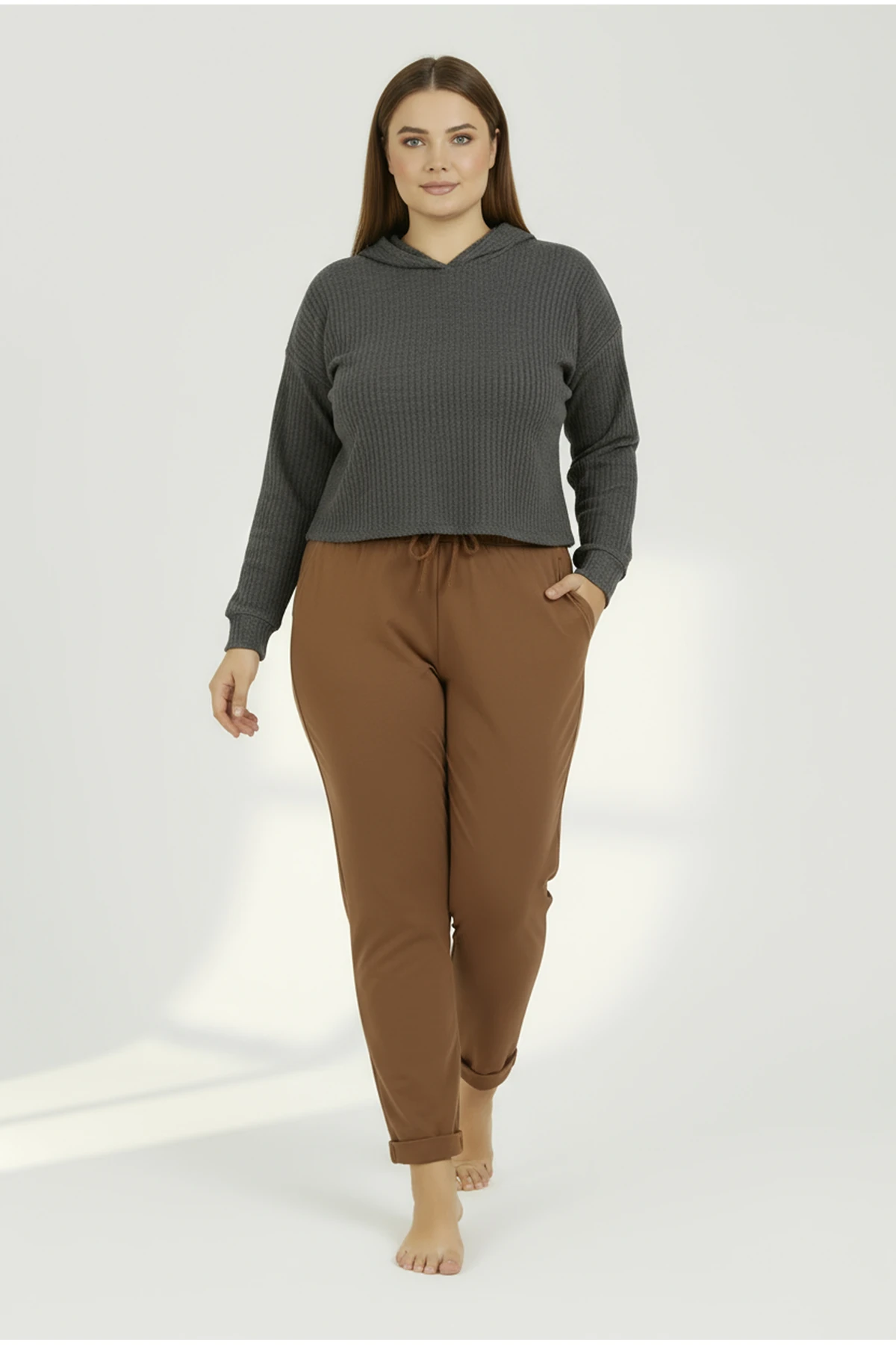 Duble Paça Büyük Beden Eşofman Altı Kiremit 2020