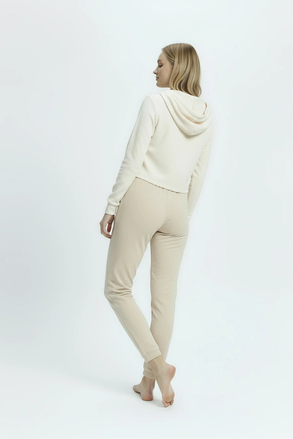 Jogger Paça Eşofman Altı Bej 3013