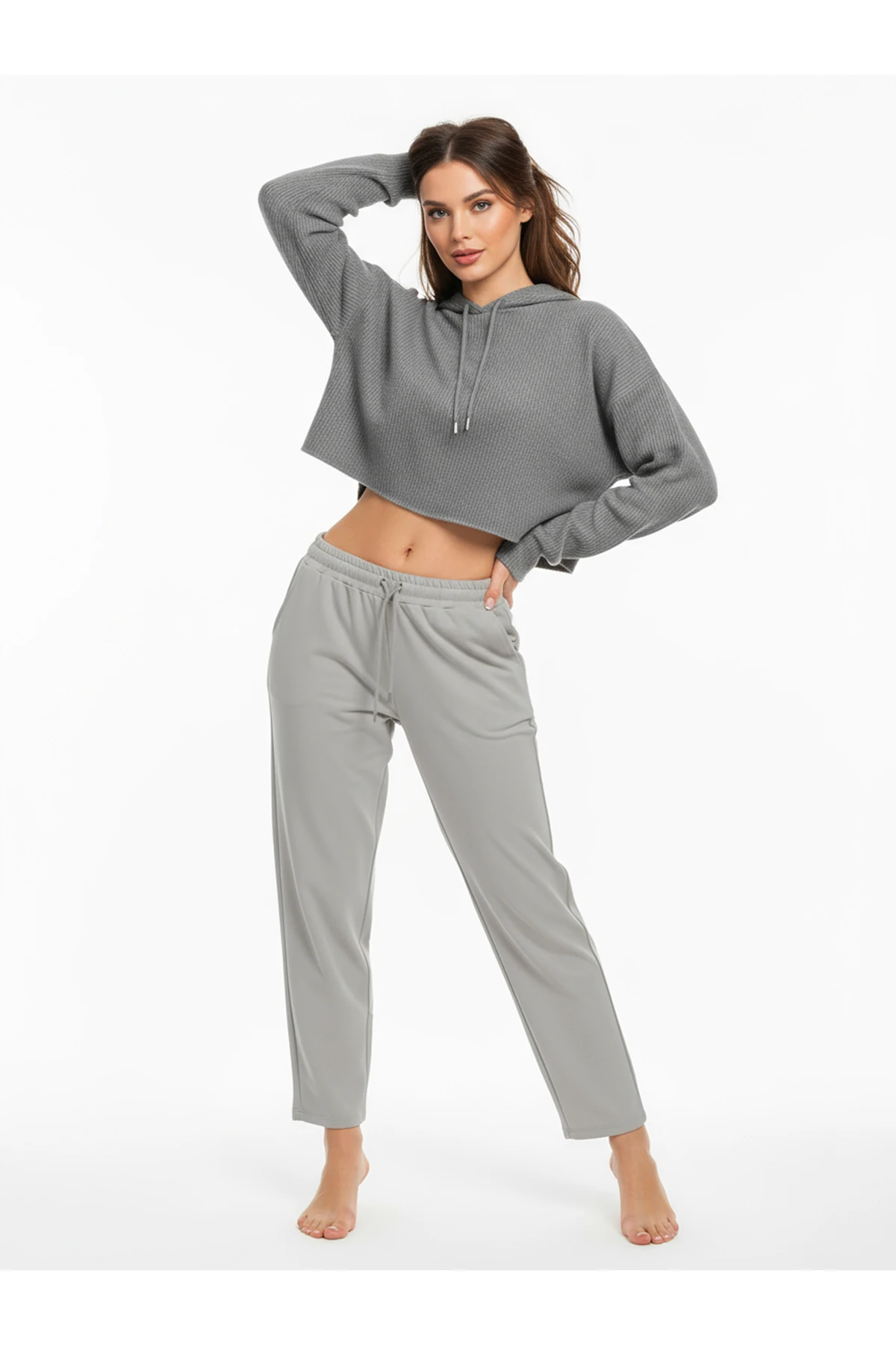 Düz Paça Eşofman Altı Gri 3011