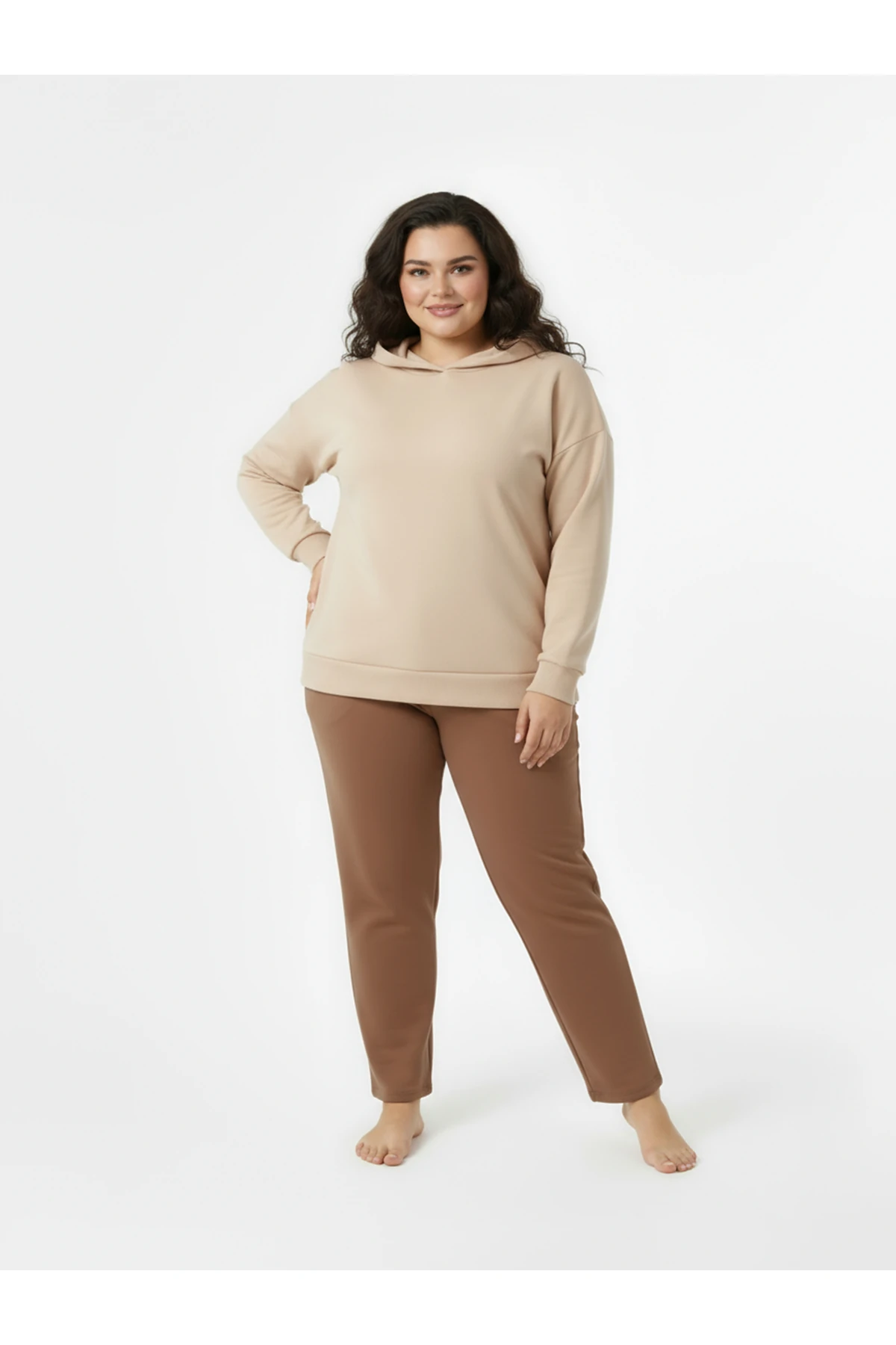 Düz Paça Büyük Beden Eşofman Altı Hardal 2016