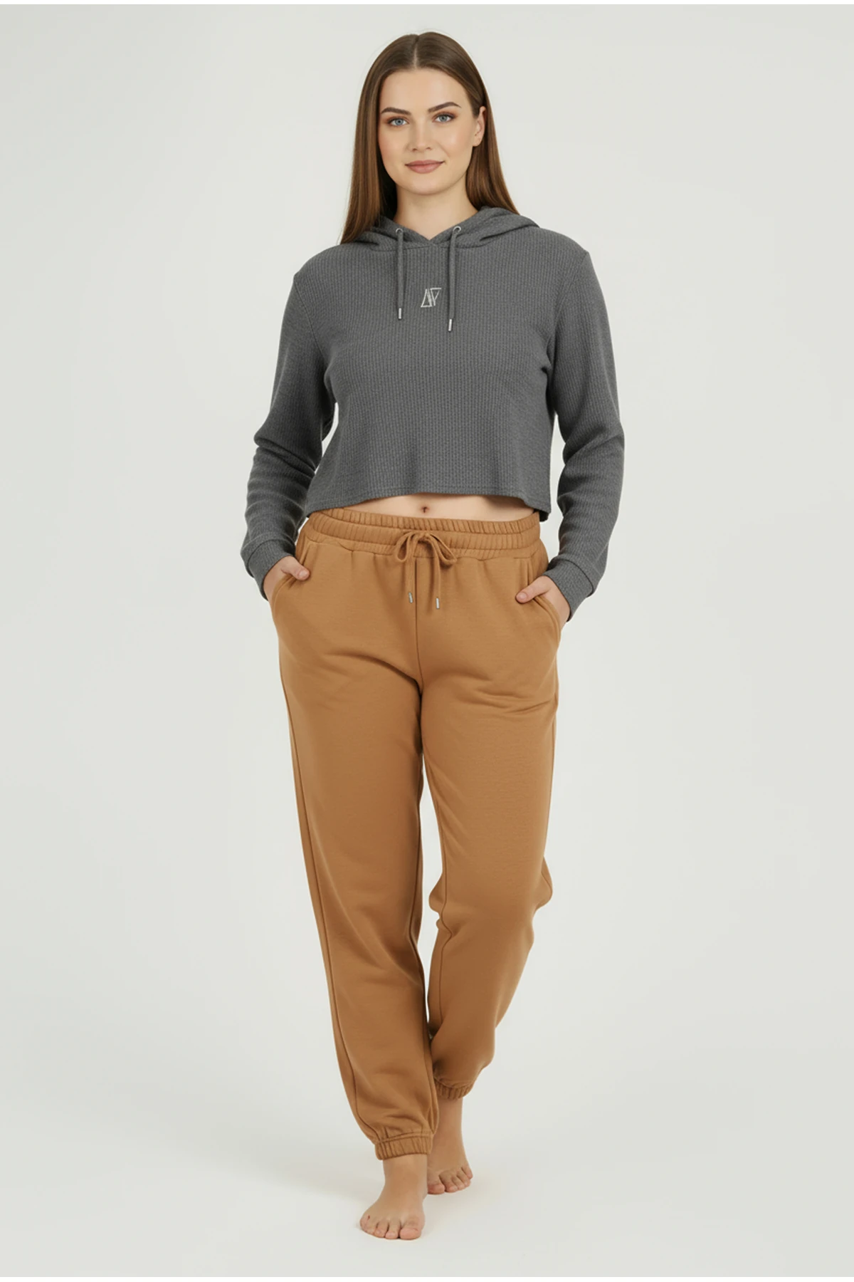 Jogger Paça Büyük Beden Eşofman Altı Hardal 2017