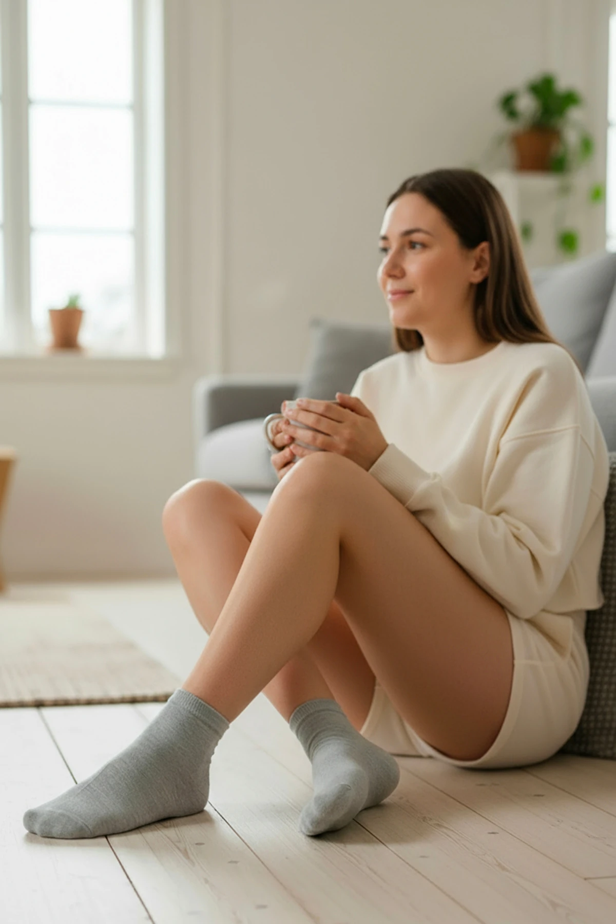 Kadın Bambu Patik Çorap 785 Gri 6'lı Paket