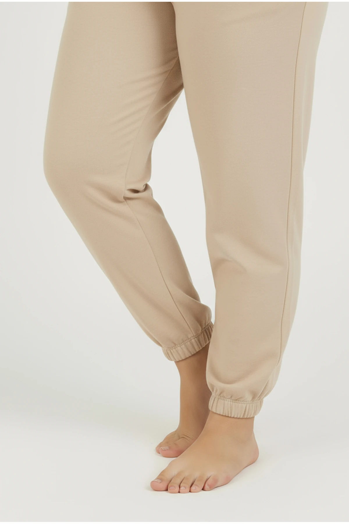 Jogger Paça Büyük Beden Eşofman Altı Bej 2017