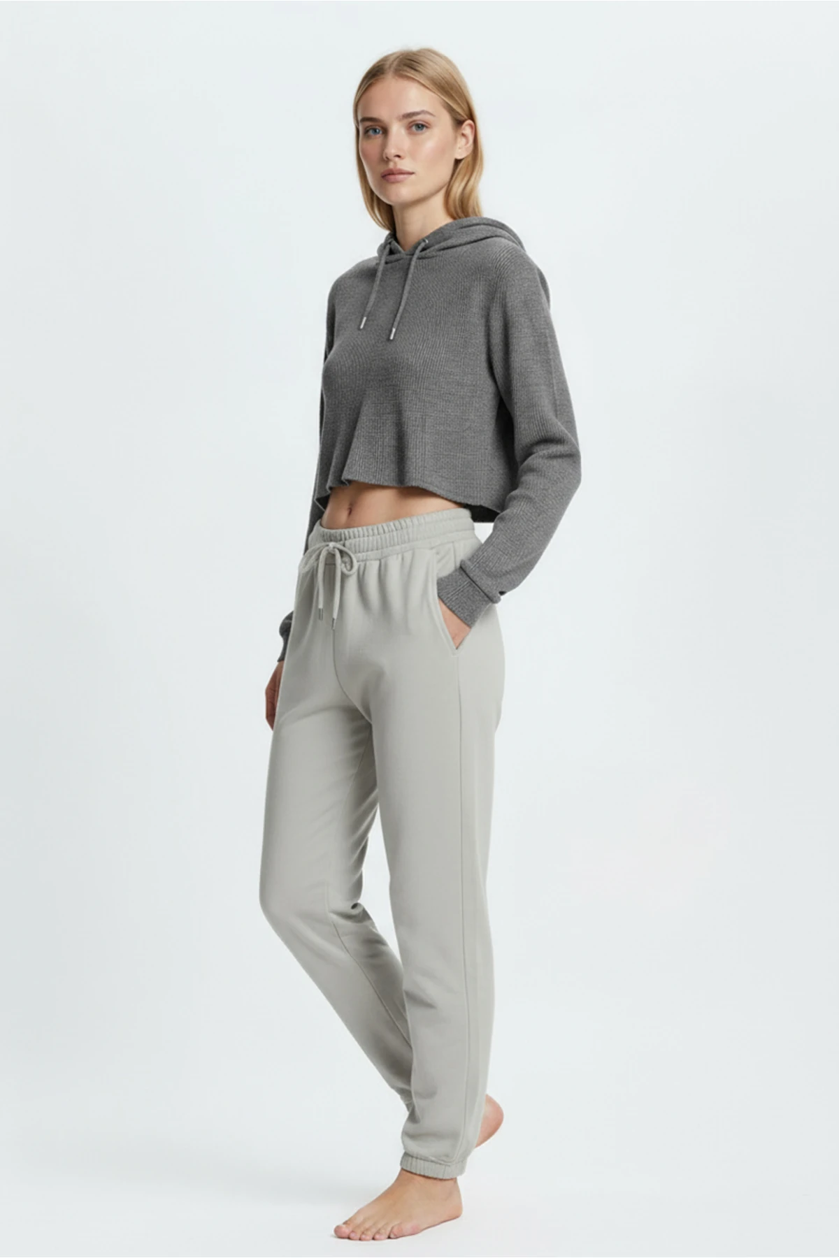 Jogger Paça Eşofman Altı Gri 3013