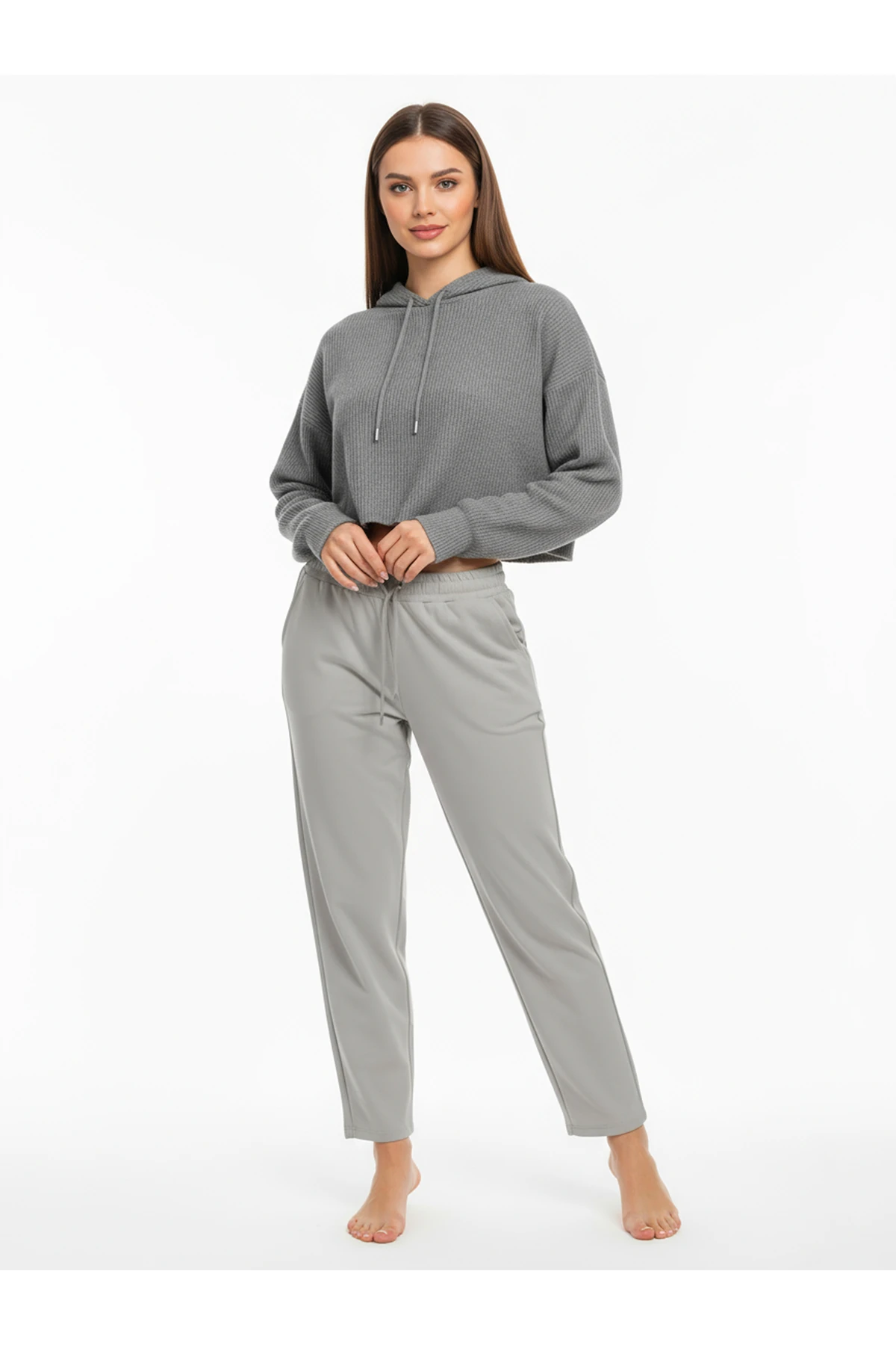 Düz Paça Eşofman Altı Gri 3011