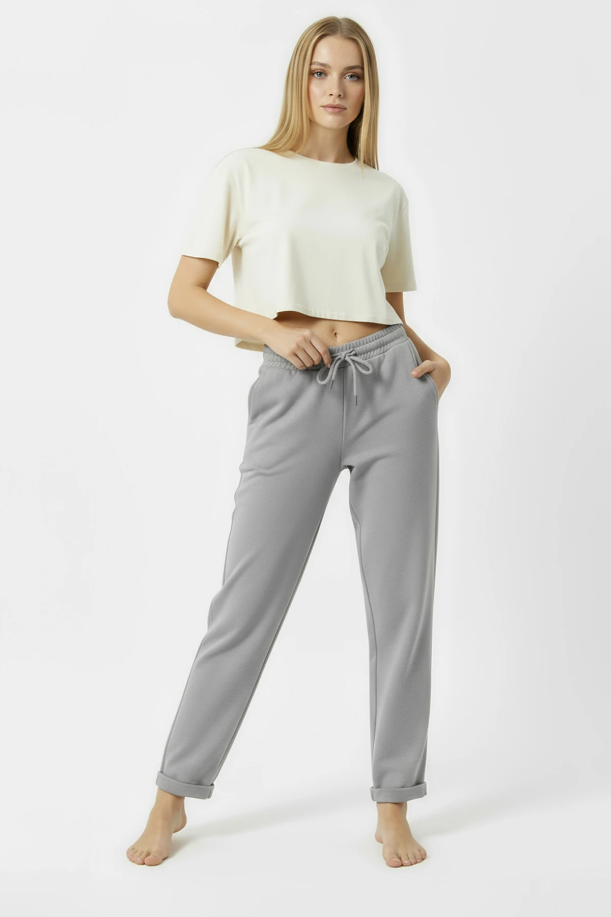 Duble Paça Eşofman Altı Grİ 2629