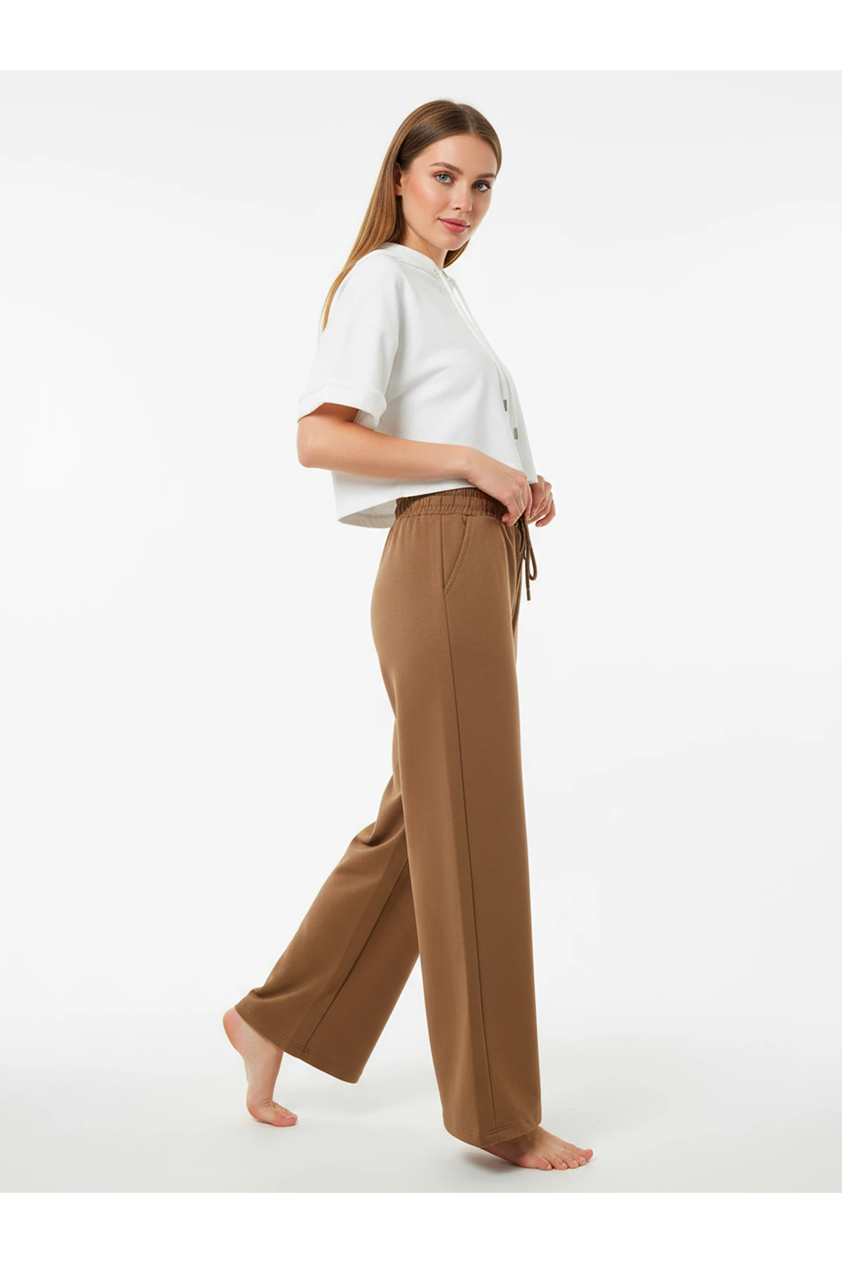 Düz Paça Eşofman Altı Hardal 3011