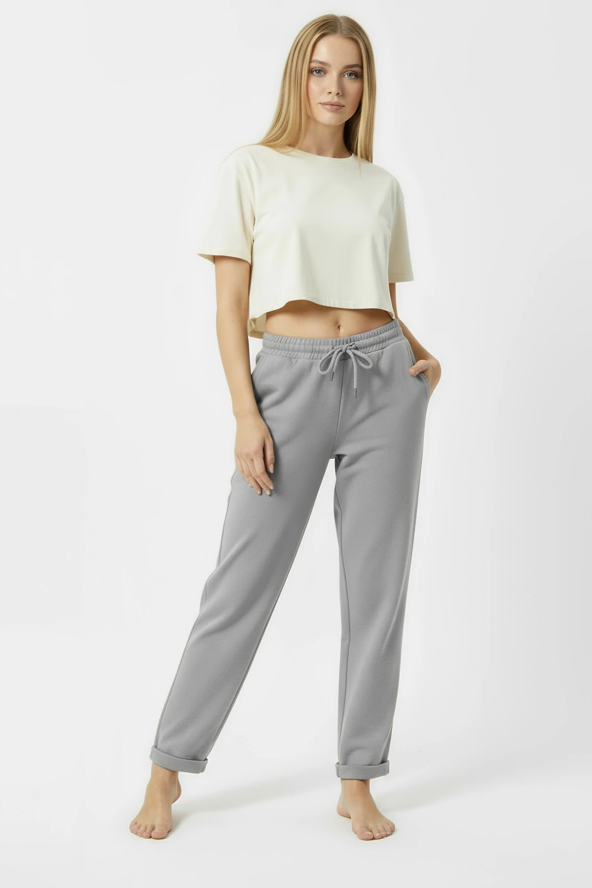 Duble Paça Eşofman Altı Grİ 2629